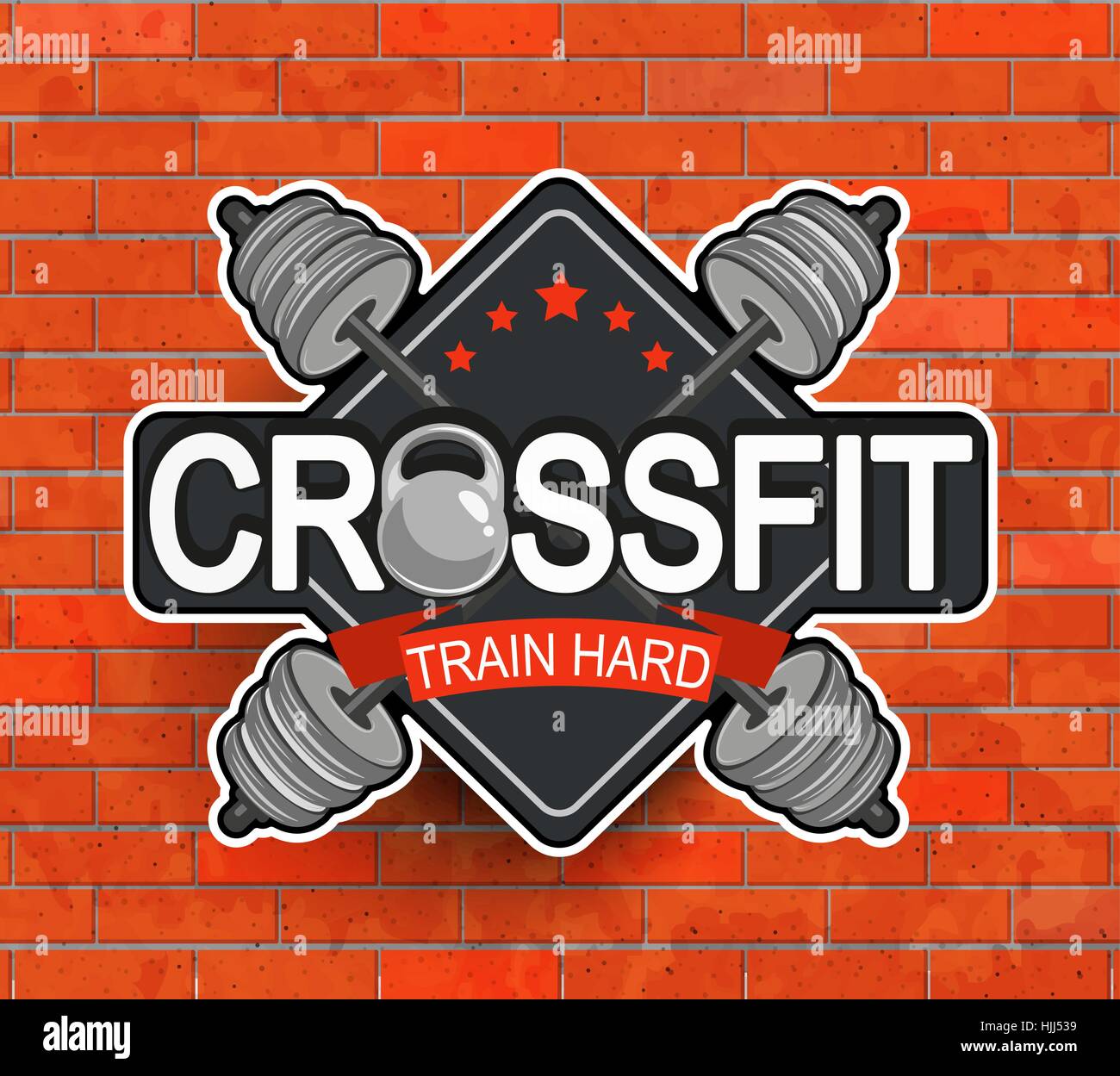 Retro Stil Crossfit Emblem, Label, Badg, Logo und Fitness Gym konzipiert-Elemente für Ihre Projekte, Drucke, Karten, Einladungen. Sport-Abbildung. Stock Vektor