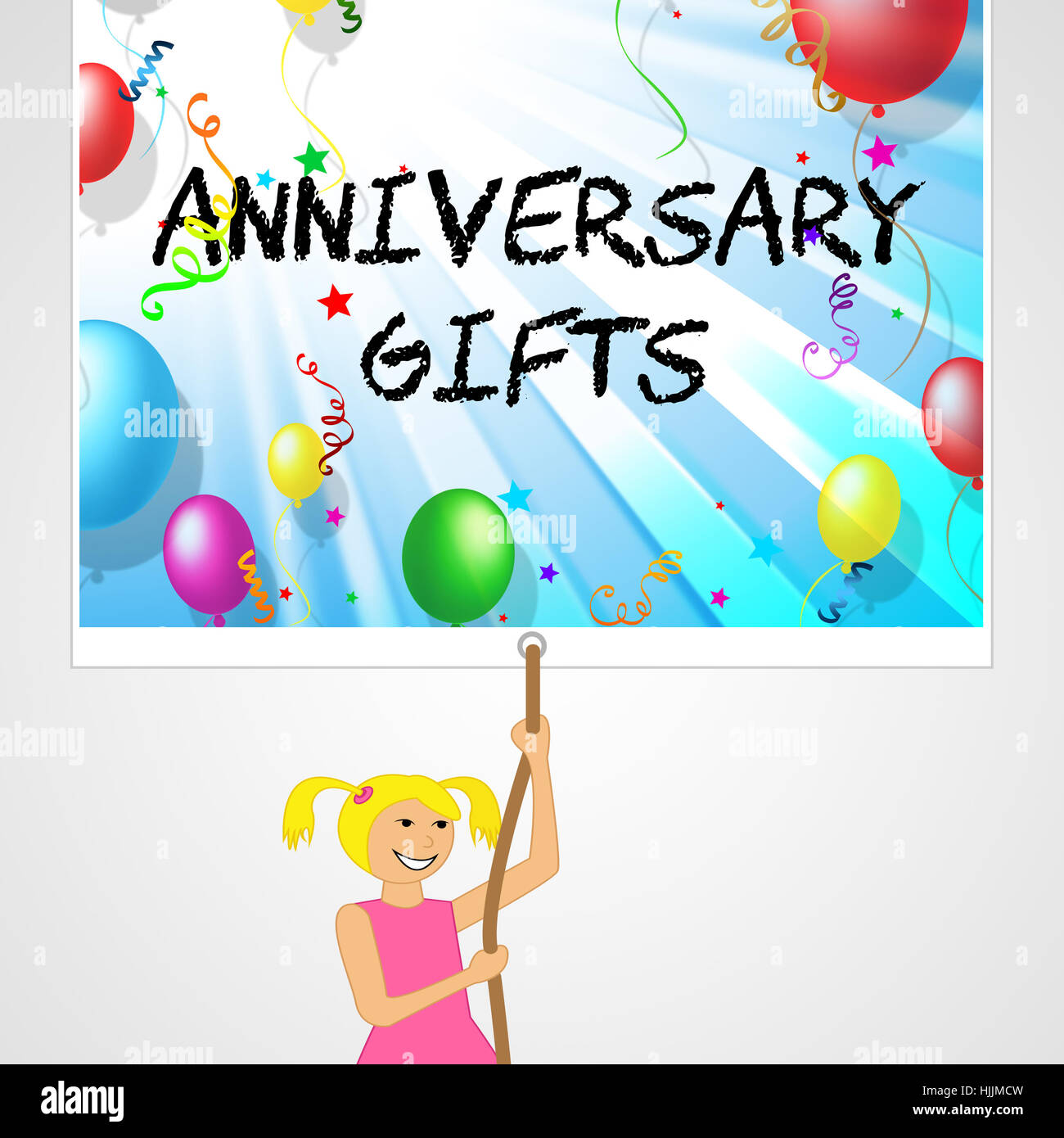 Jahrestag Geschenke unterzeichnen Bedeutung Box Romantik und Heirat 3d Illustration Stockfoto