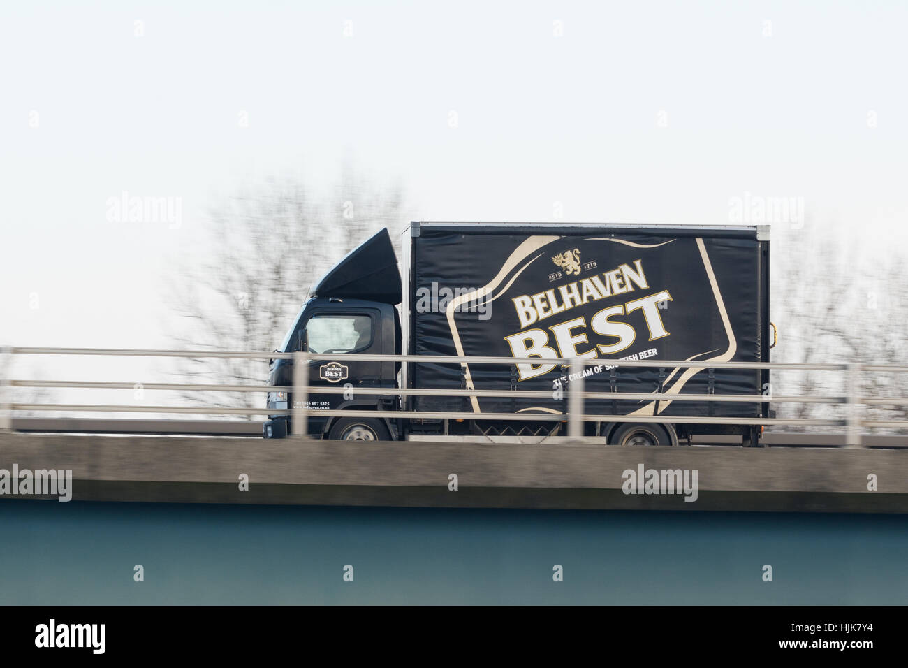 Belhaven besten schottischen Bier LKW in Schottland, Großbritannien Stockfoto