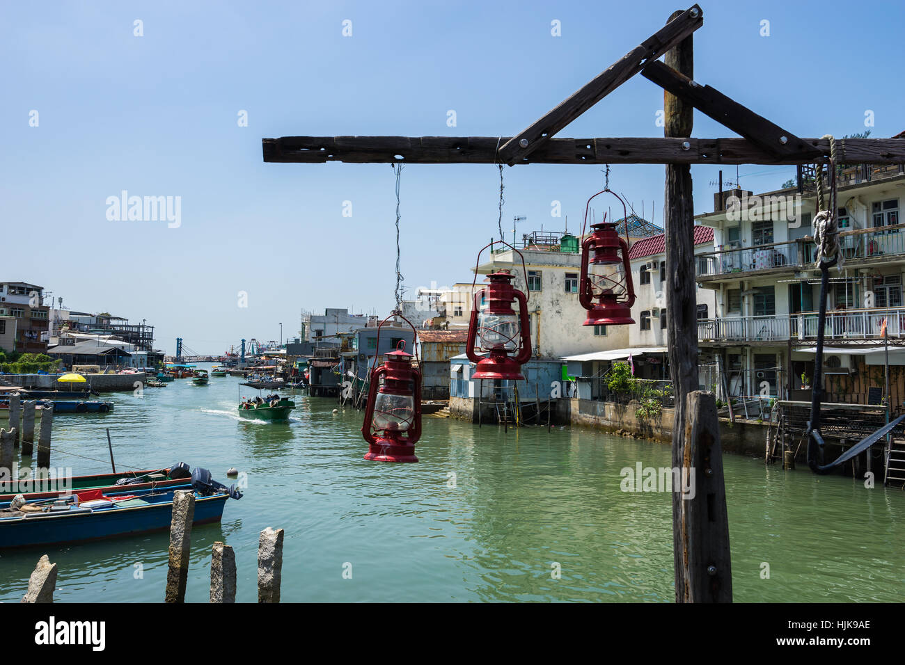 Tai O Fischerdorf von Lantau Island in Hongkong, China. Stockfoto