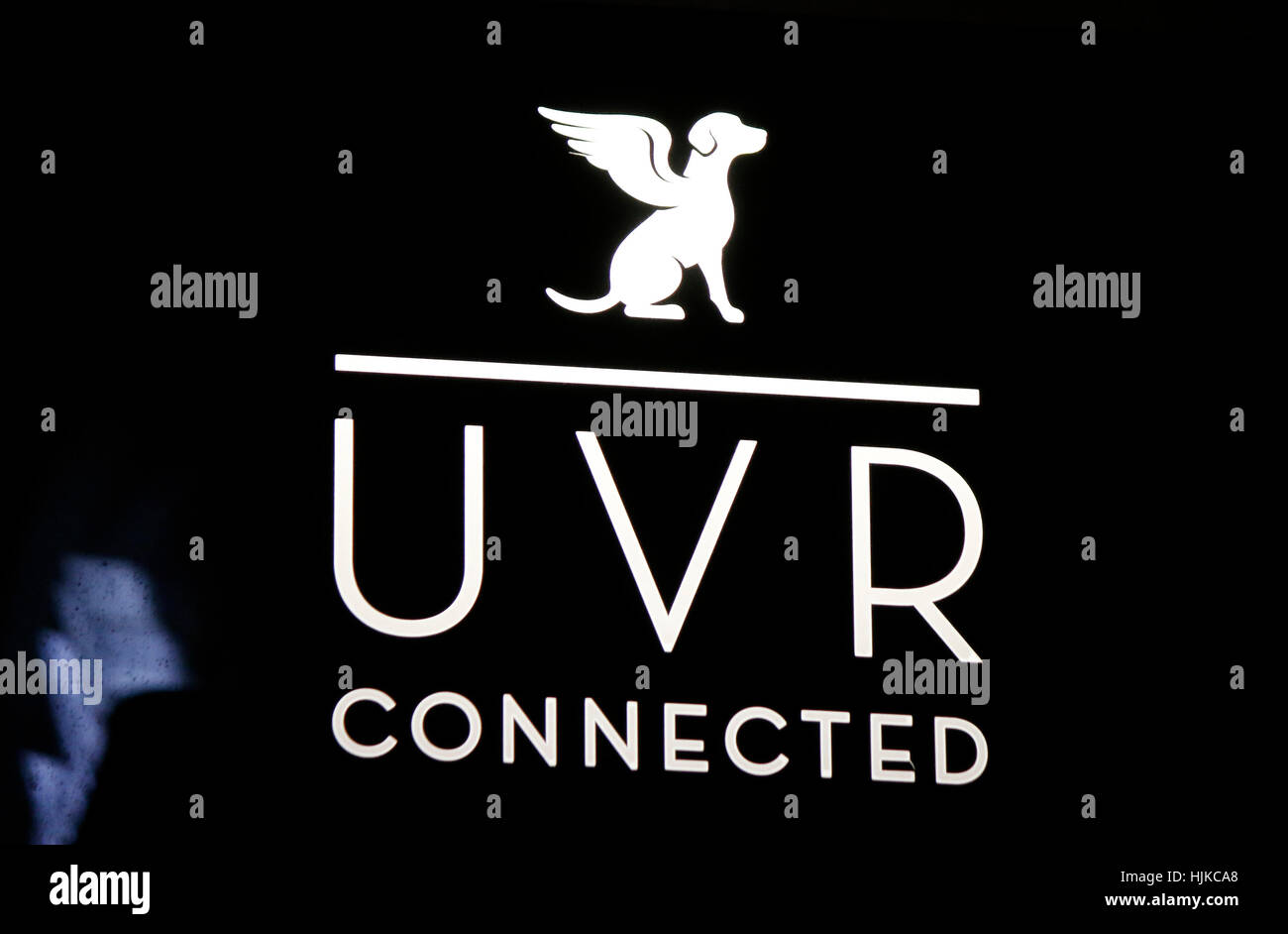 Das Logo der Marke "UV-Strahlung Connected", Berlin. Stockfoto