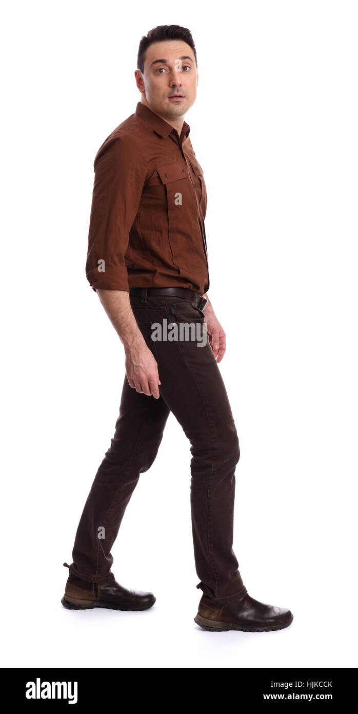 in voller Länge Portrait von schöner casual kaukasischen Mann Stockfoto