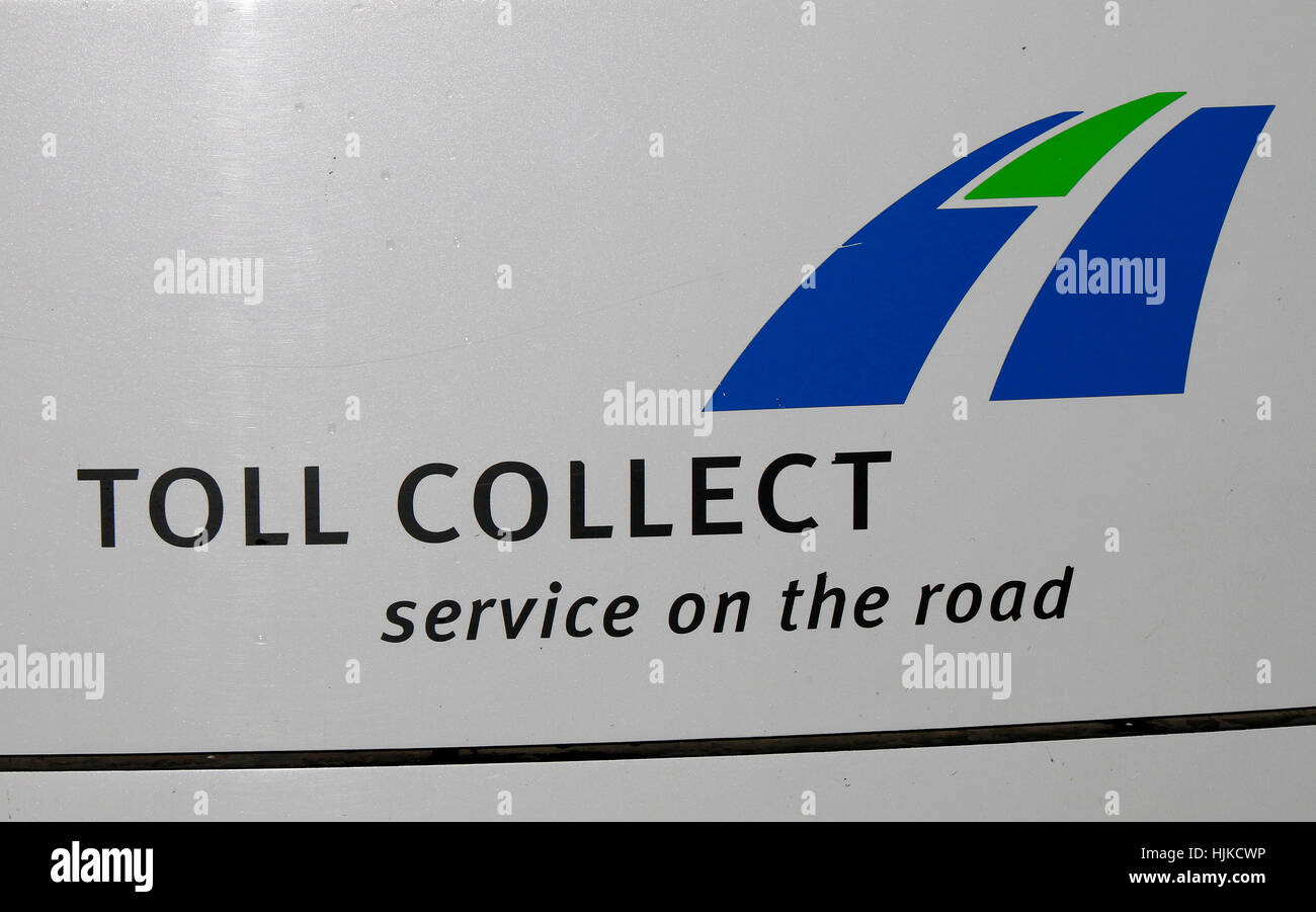 Das Logo der Marke "Toll Collect", Berlin. Stockfoto