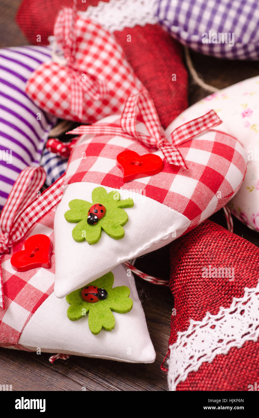 Holz, Herzen, Holzbrett, Kleeblatt, Liebe, verliebt, verliebte, Heap, Stockfoto