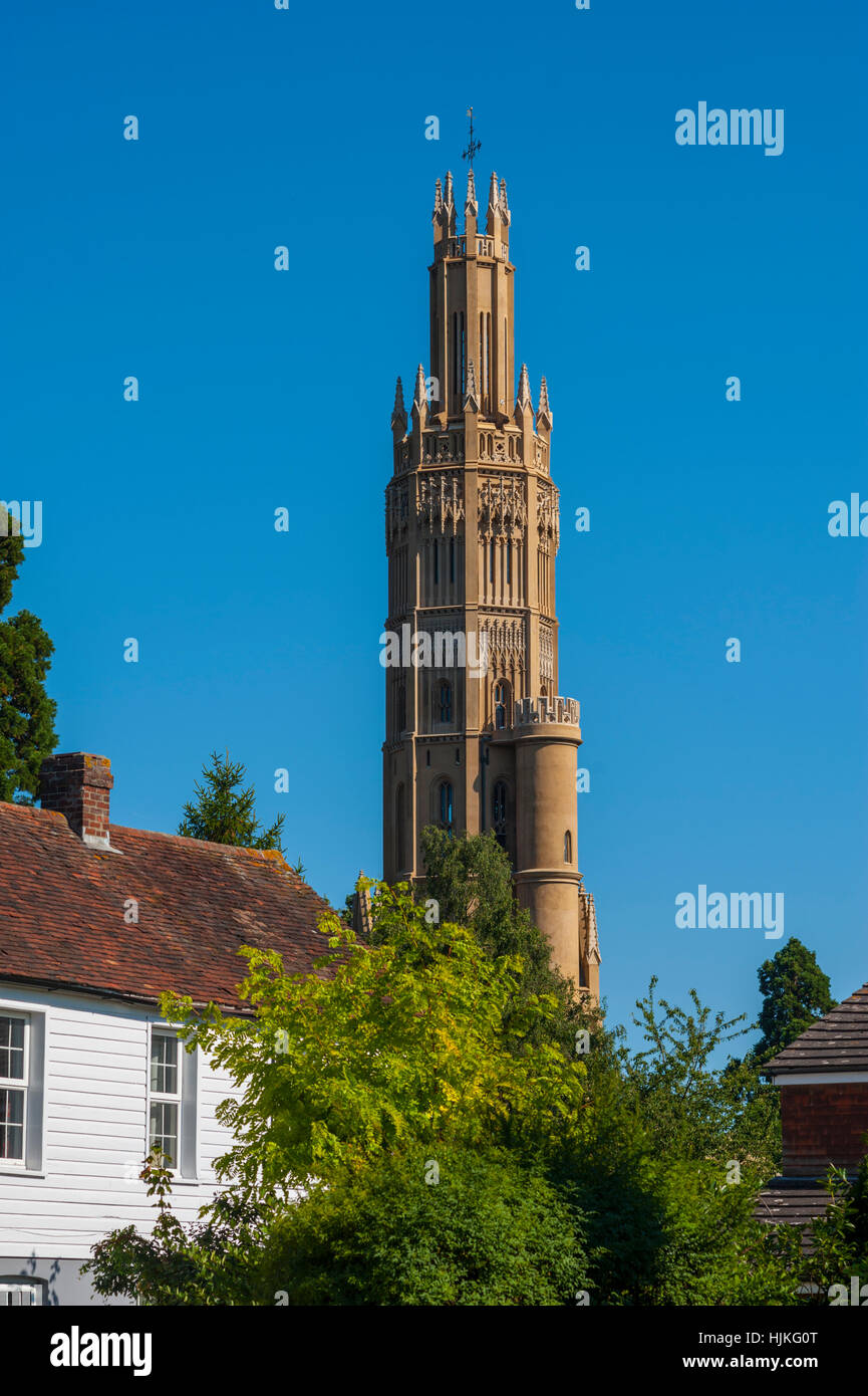 Hadlow Turm Volksmund Mai Torheit, ist einem viktorianischen gotischen Turm und einer der größten in Großbritannien. Stockfoto