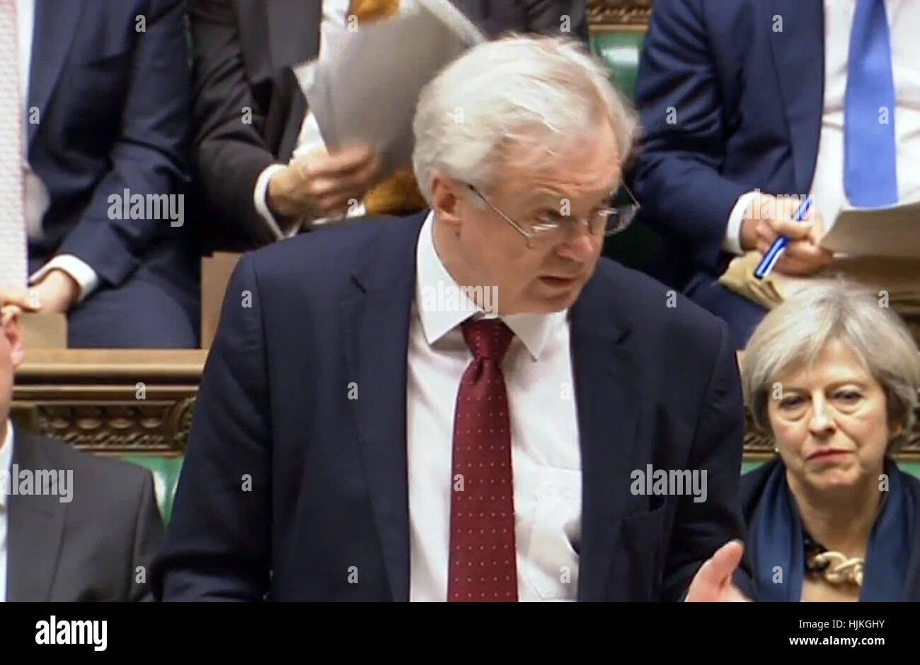 Brexit Sekretär David Davis spricht im House Of Commons, London, nach der Niederlage der Regierung in einem historischen gerichtlichen Auseinandersetzungen über austritt. Stockfoto