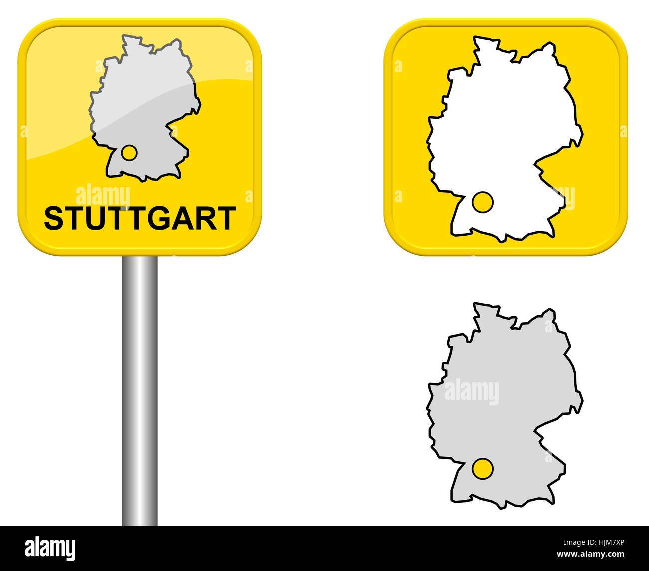 Zeichen, Signal, Ort, Stadt, Stuttgart, Taste, Karte, Ortsnamen Zeichen, Atlas, Karte Stockfoto