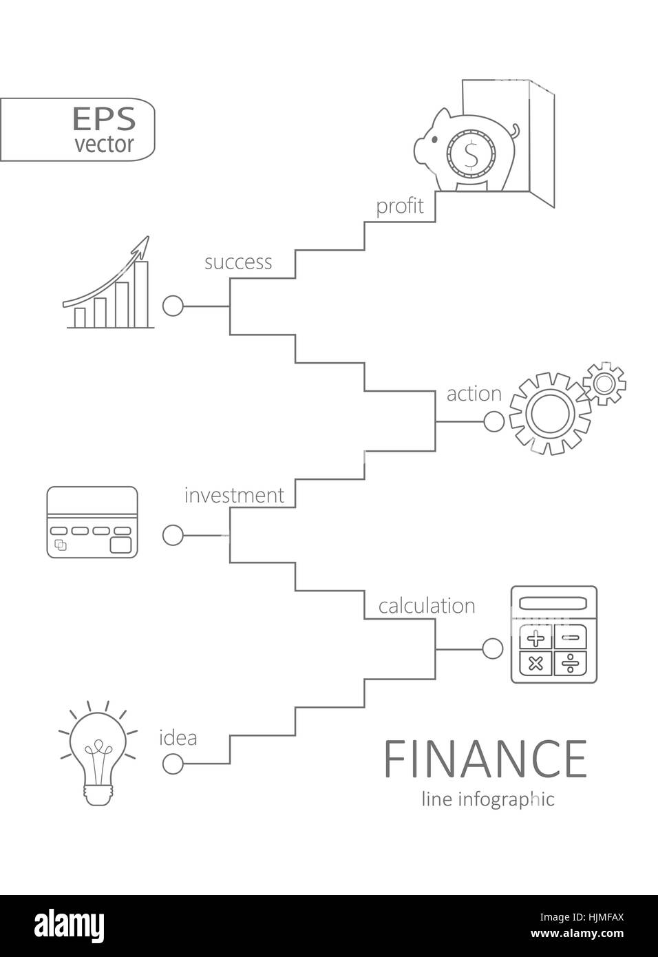 Einfache mono linear Piktogramm Infografik Finanz Konzept. Schlaganfall-Vektor Logokonzept, Web-Grafiken. Vektor-Illustration. Stock Vektor