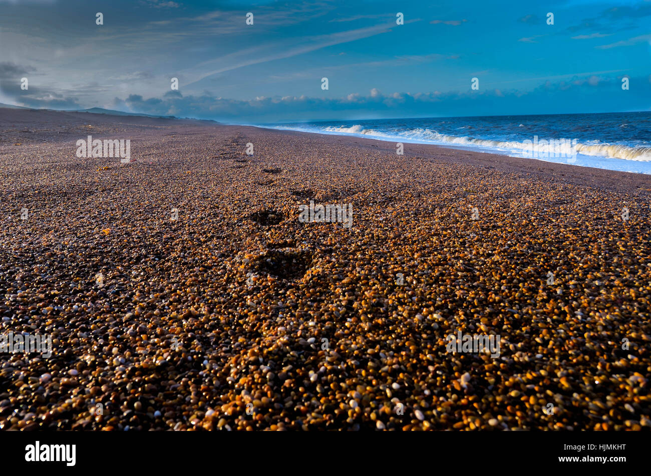 Schritte am Strand in Südengland Stockfoto