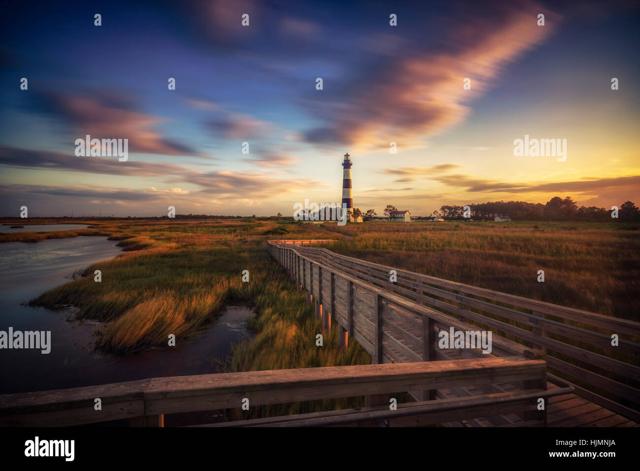 USA, North Carolina, Outer Banks, Blick auf Bodie Island Lighthouse Stockfoto