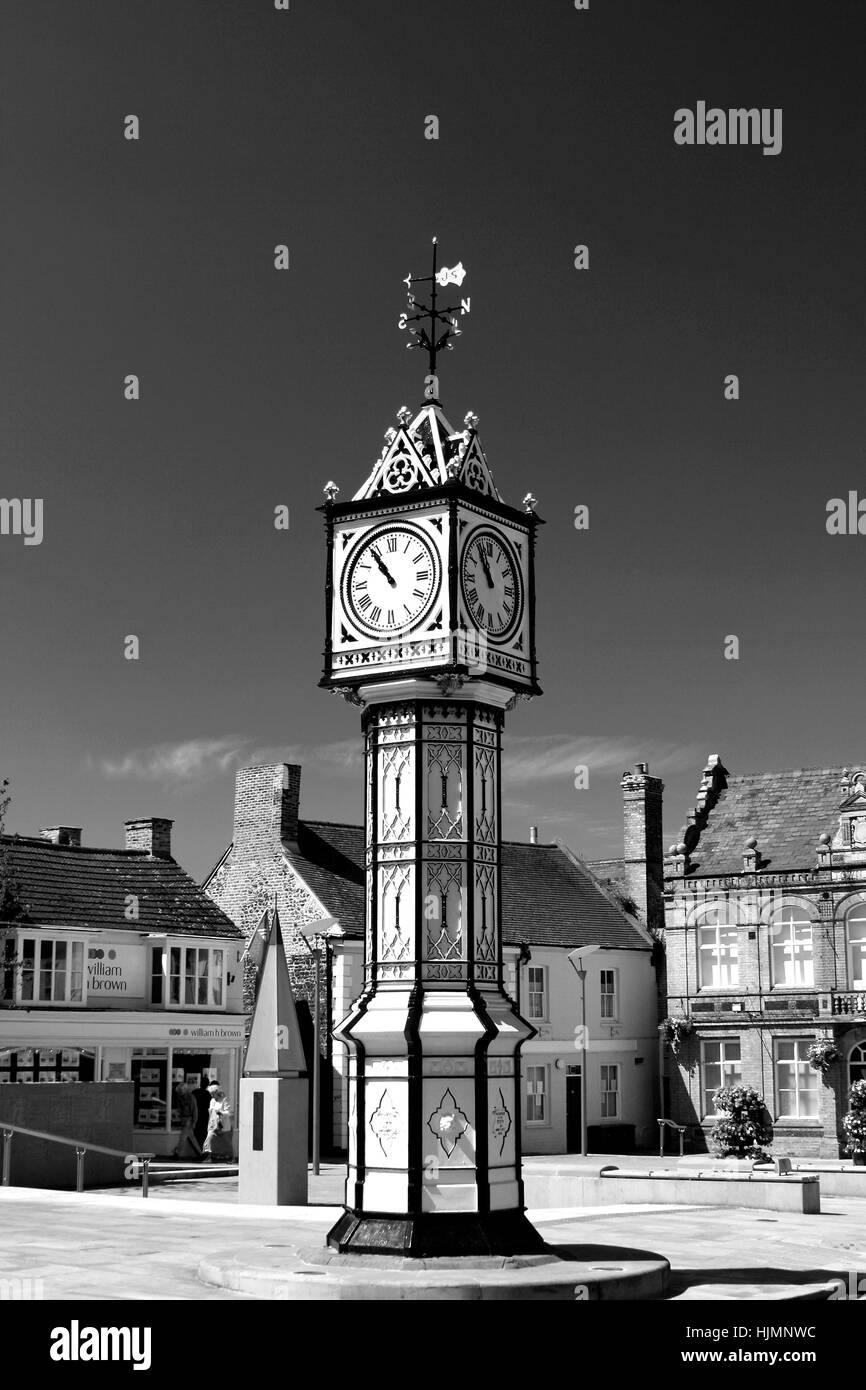 Der Uhrturm und Quadrat, Downham Market Town, Norfolk County, England; UK Stockfoto