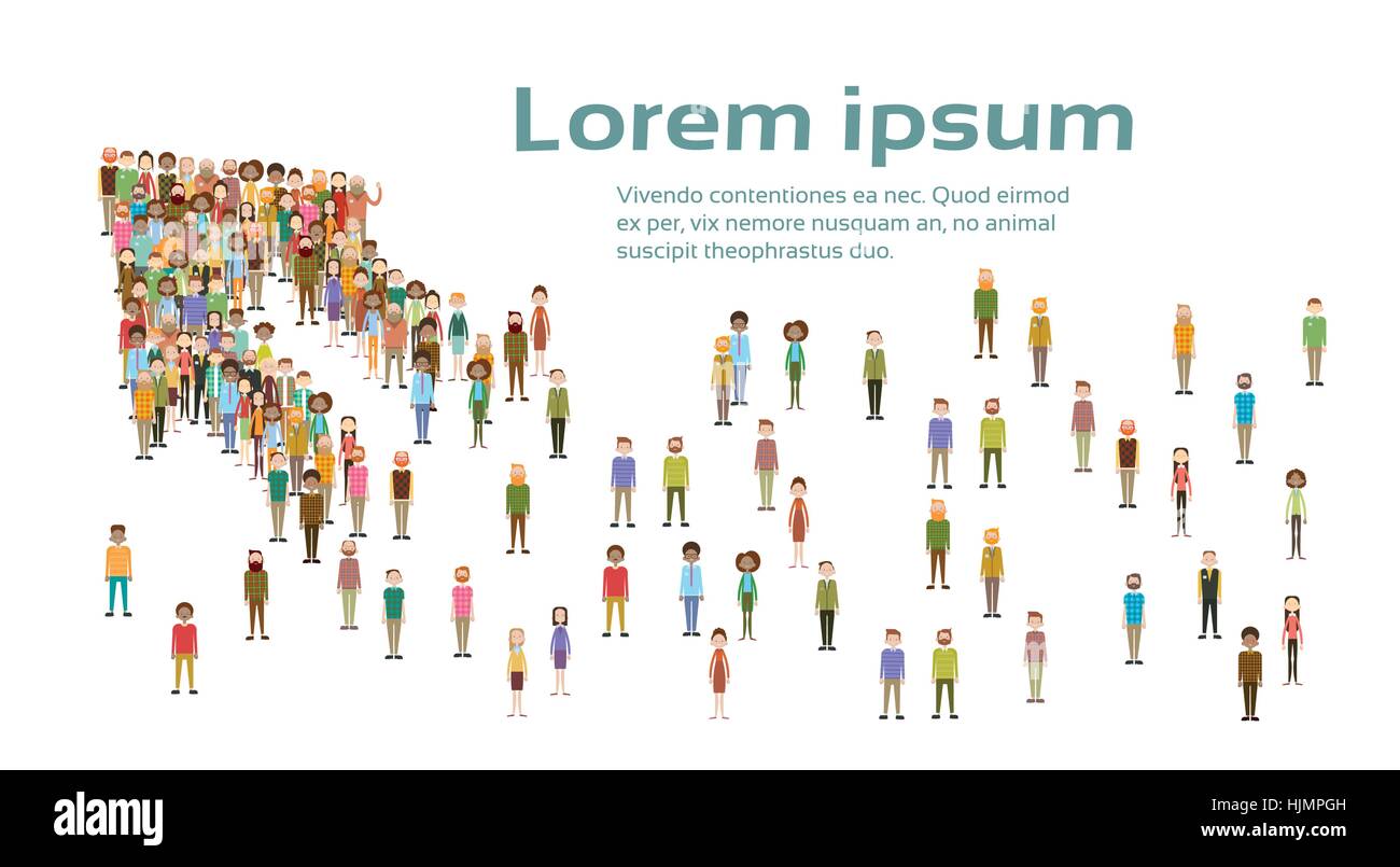 Gruppe von Business Leute Pfeil große Menschenmenge Geschäftsleute Mix ethnisch vielfältigen Stock Vektor