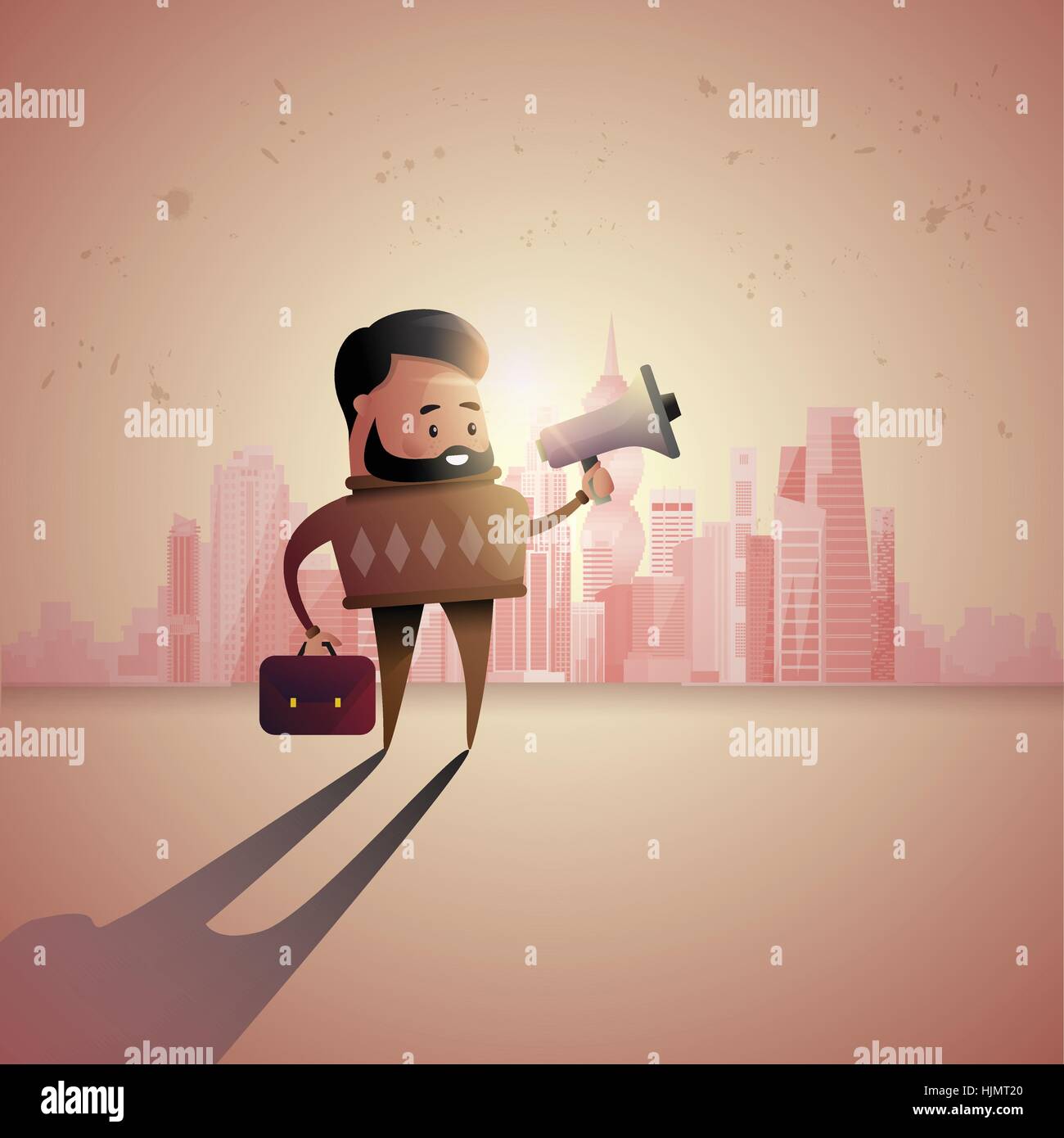 Geschäftsmann halten Megaphon Ankündigung Business Mann Lautsprecher Stock Vektor