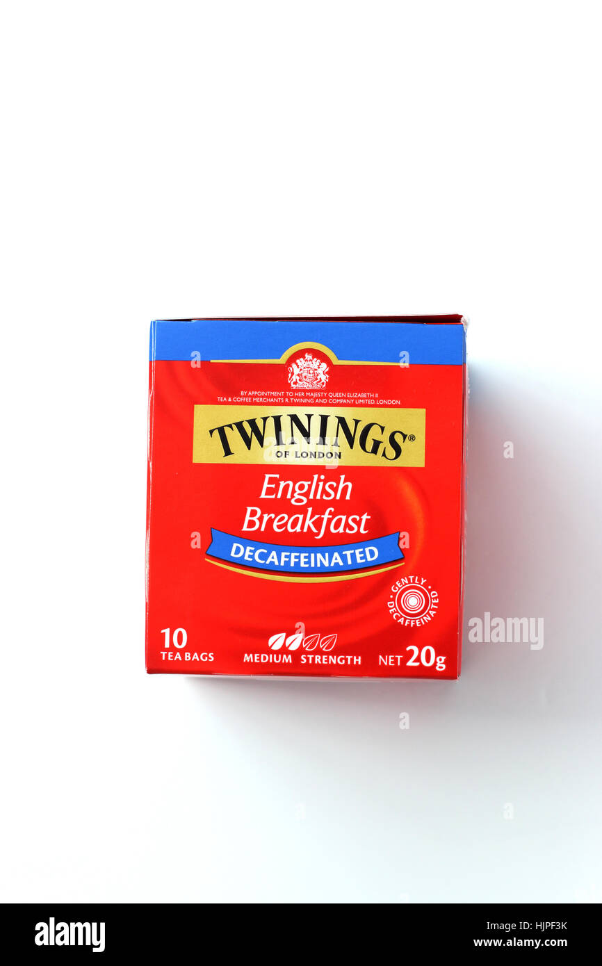 Twinings English Breakfast Konsumationsrechnung Tee auf weißen Hintergrund isoliert Stockfoto
