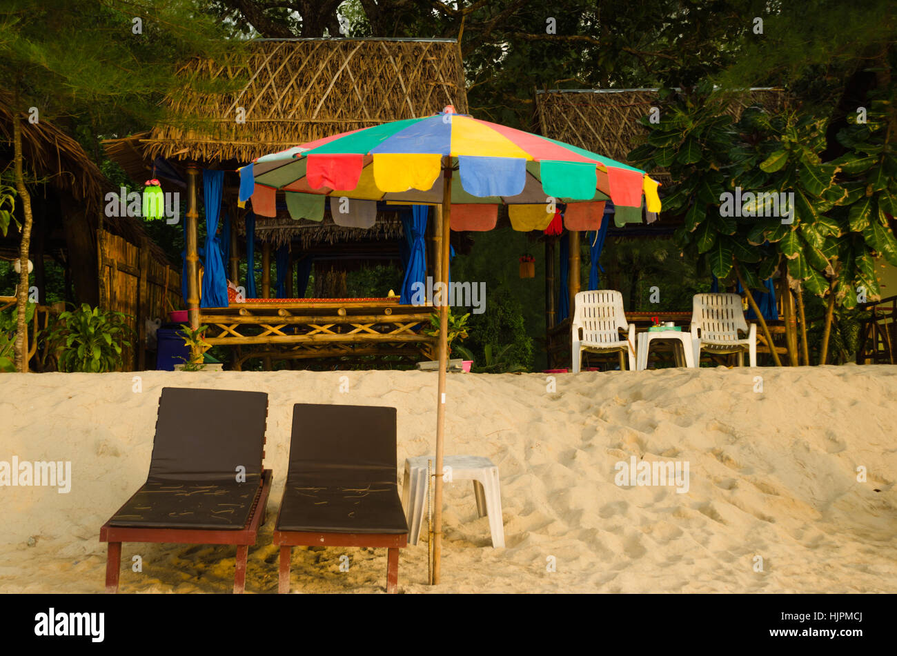 Massage-Shop am Strand Stockfoto