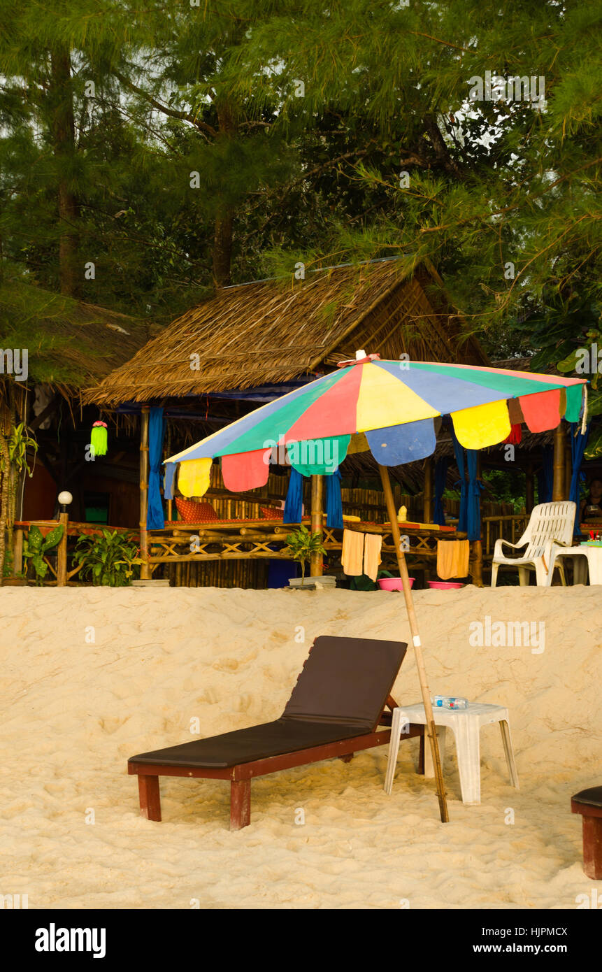 Massage-Shop am Strand Stockfoto