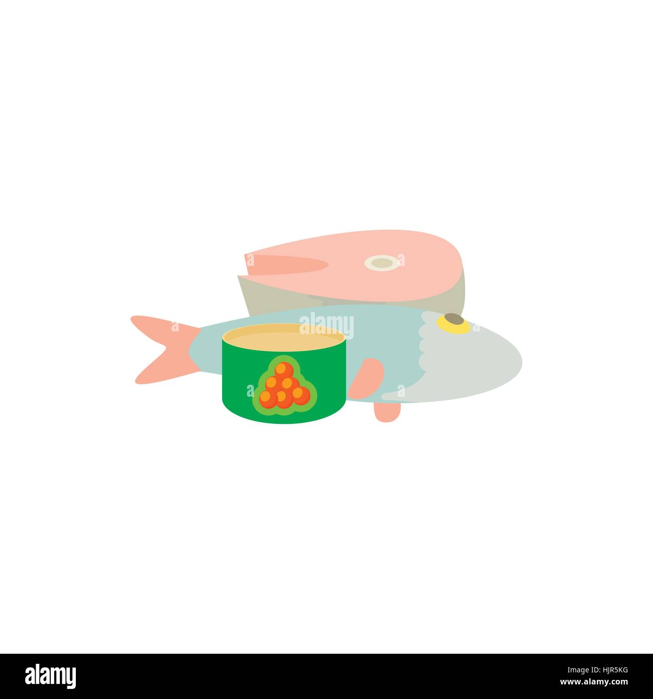 Roher Fisch und Kaviar-Symbol im Cartoon-Stil auf einem weißen Hintergrund Stock Vektor