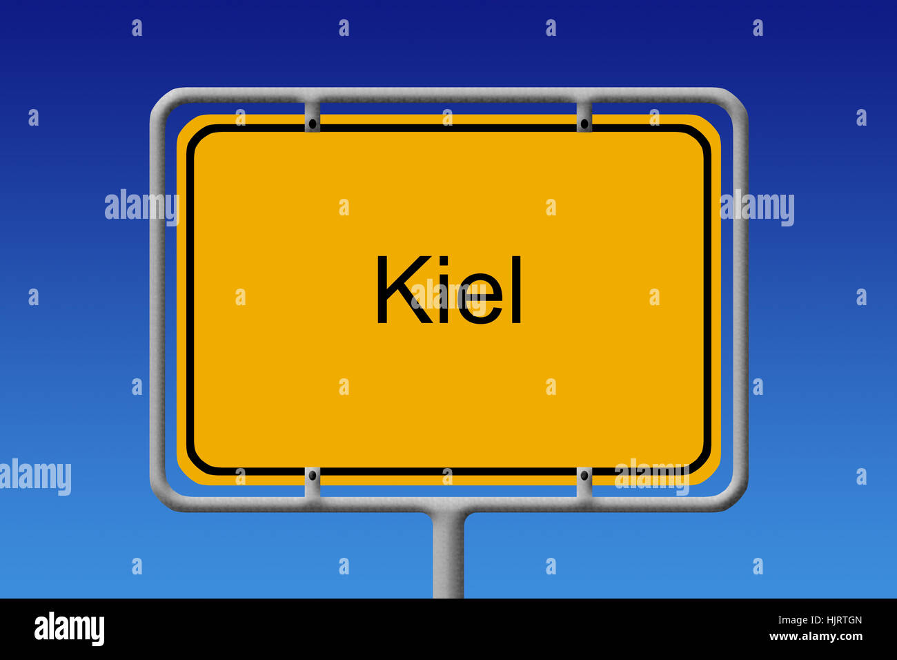 Kiel, Ortstafel, Ort, Stadt, Metropole, Grafik, Tourismus, Fisch, Hafen, Stockfoto