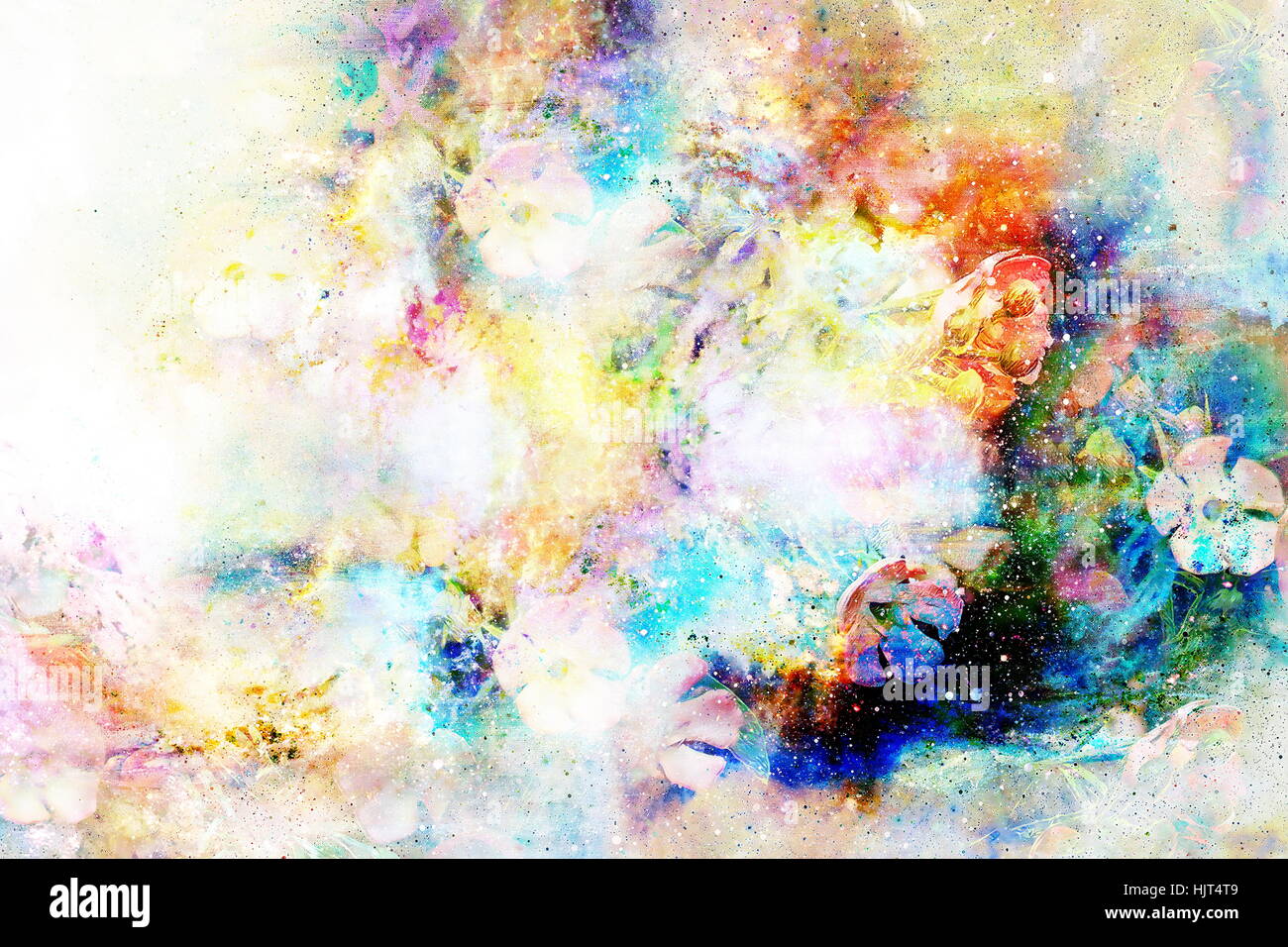 abstrakte multicolor Blume Motiv Collage im Raum. Stockfoto