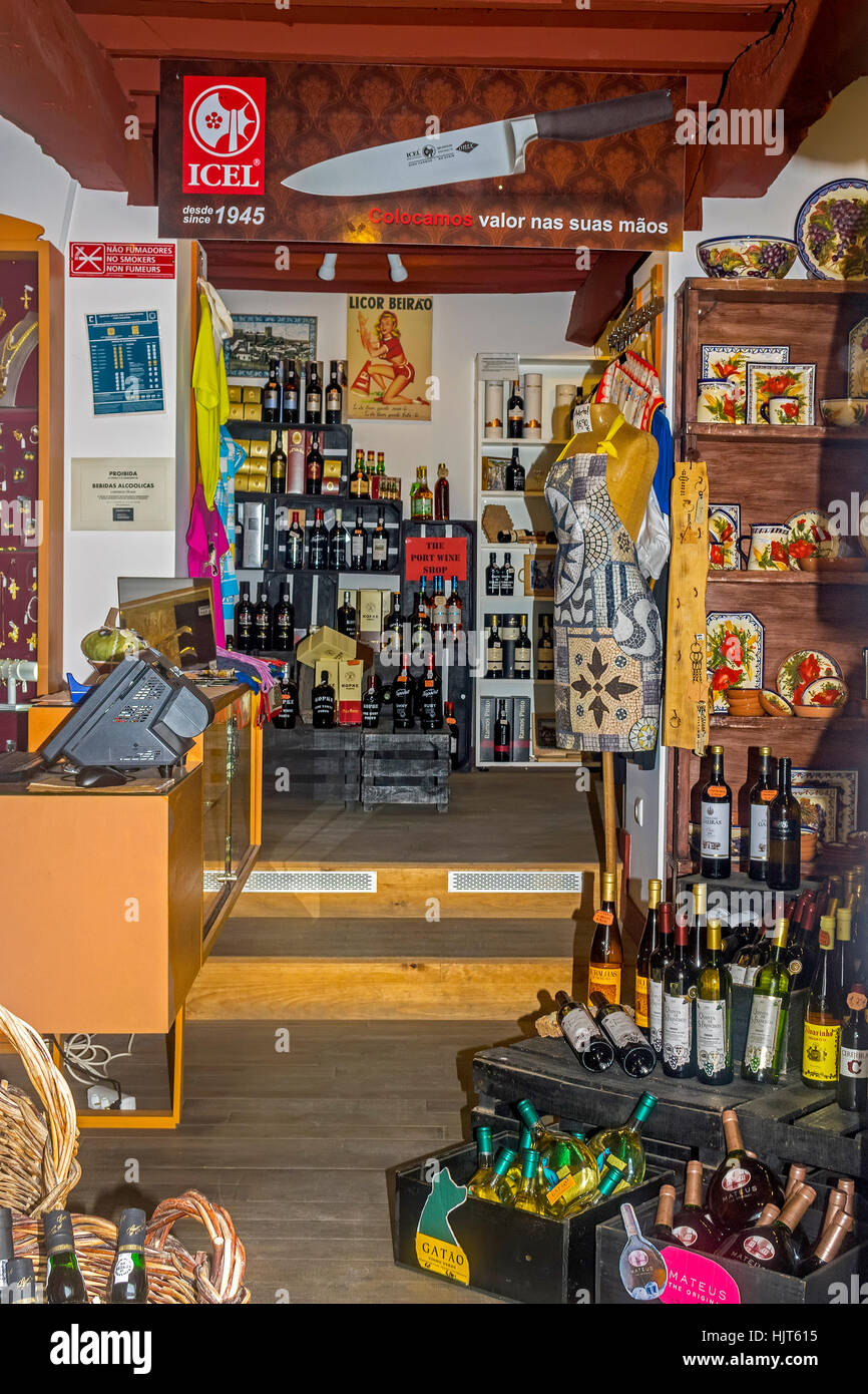 Alkoholische Getränke Shop Obidos Stadt Portugal Stockfoto