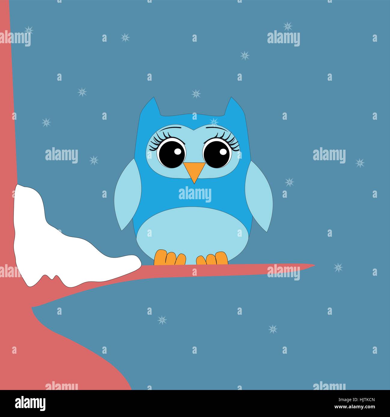 Eine leichte blaue Eule auf Schnee Hintergrund. Stock Vektor