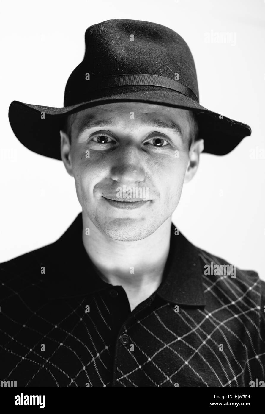 Mann in ein alter Hut Stockfoto