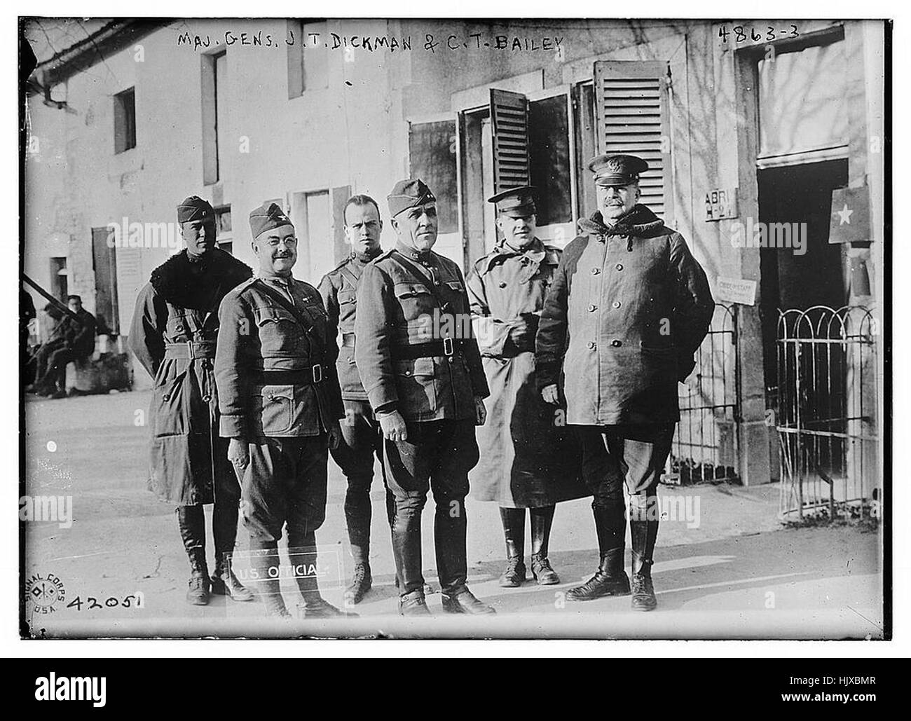 Ein Porträt der Generäle JT Dickman und CT Bailey, die als bedeutende Militärfiguren in der amerikanischen Geschichte erfasst wurden. Stockfoto