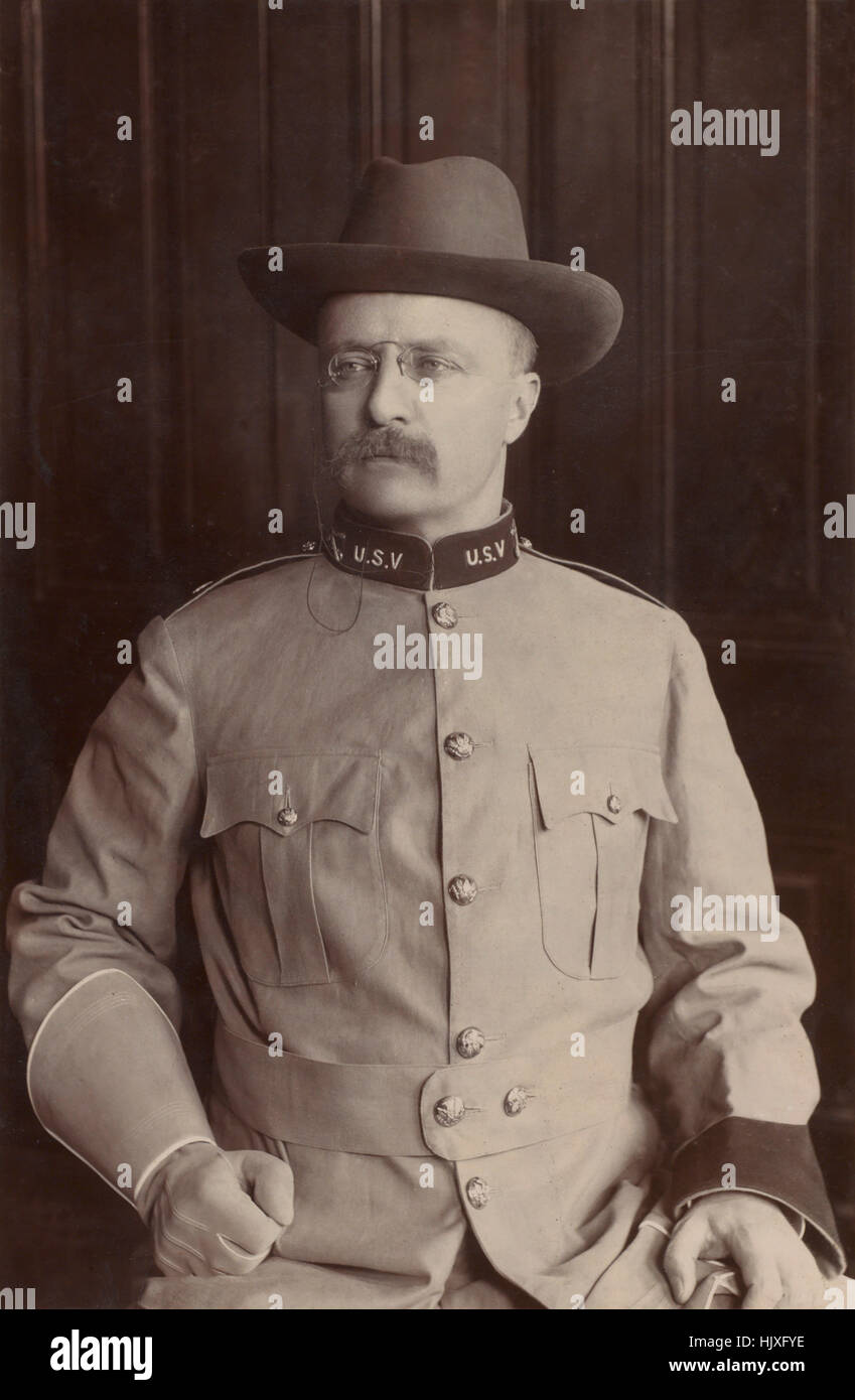 Theodore Roosevelt, sitzendes Porträt in Uniform, von Frances Benjamin Johnston, August 1898 Stockfoto