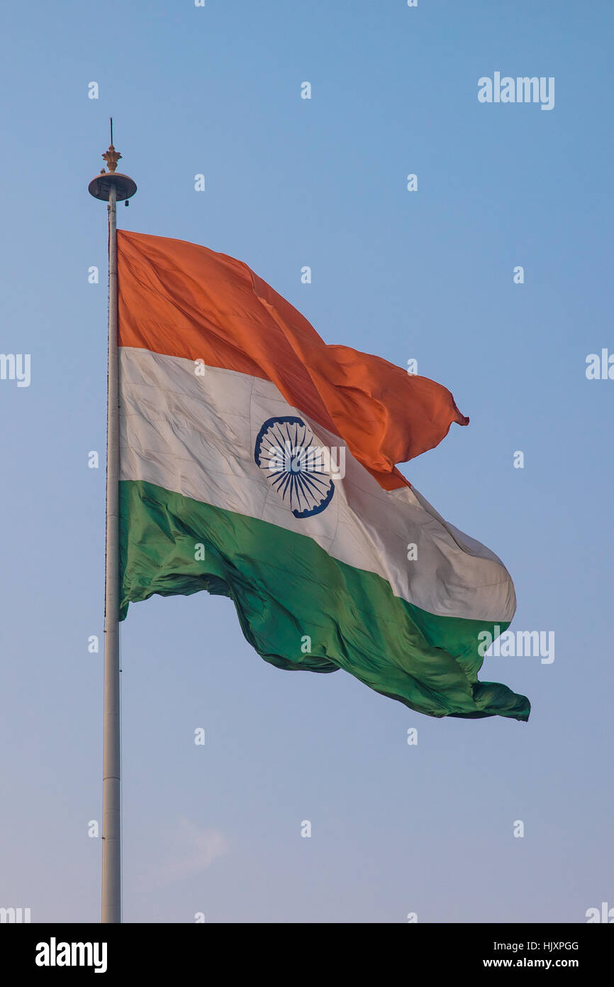 Indische Flagge – Connaught Circus, Neu Delhi, Indien. Stockfoto