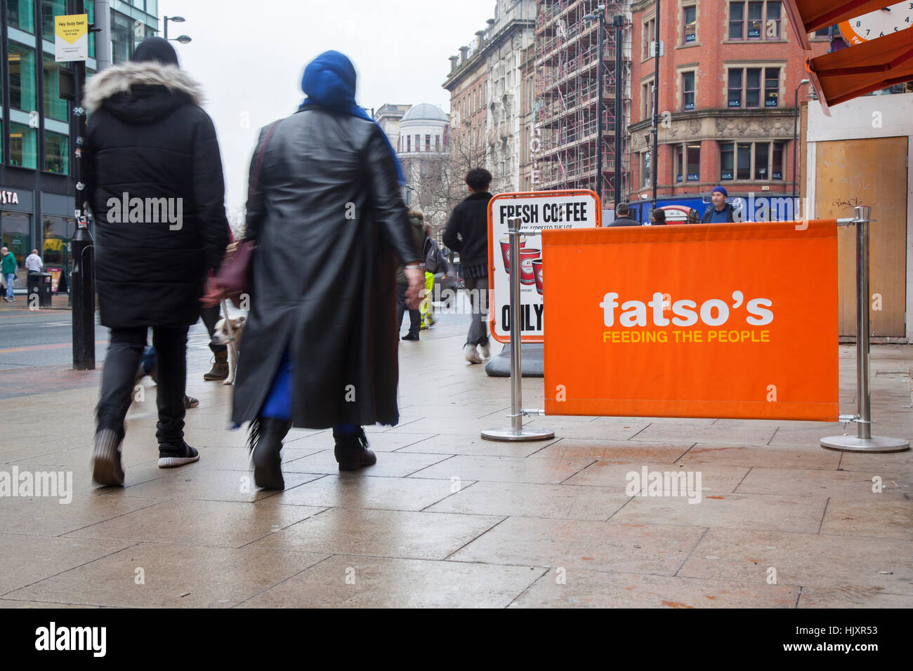 Fatso FastFood Café und Shop, Piccadilly, Manchester, UK