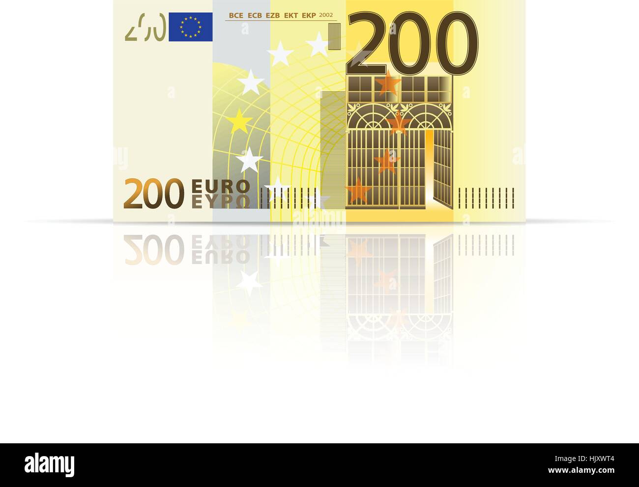 200 Euro-Banknote auf weißem Hintergrund. Stock Vektor