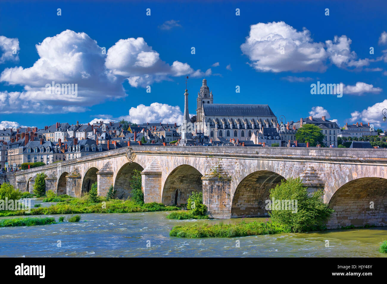 die Stadt Blois und Fluss Loire, Frankreich Stockfoto