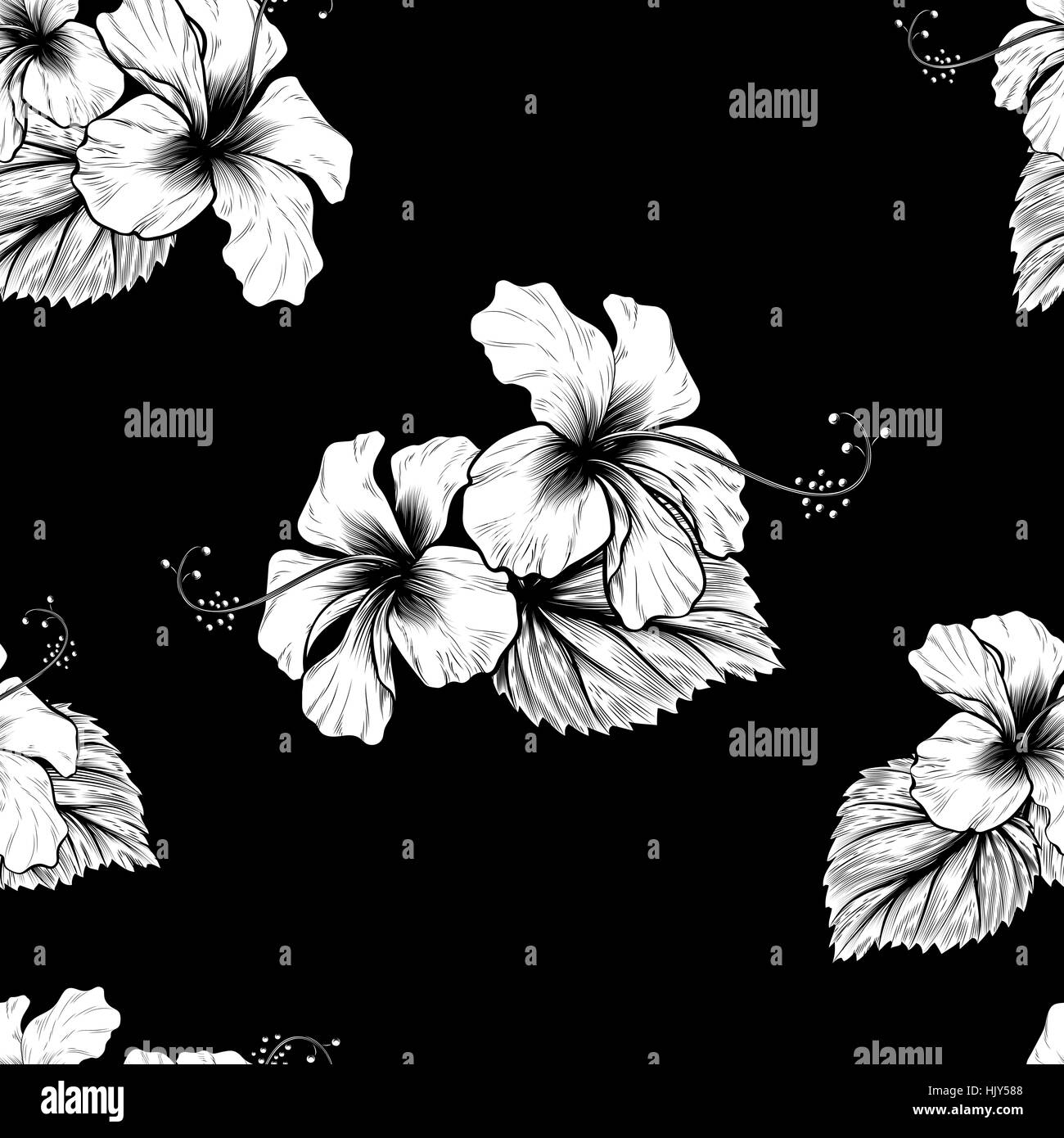 Ein tropischer Hibiskus Blumen nahtlose Hintergrundmuster Stockfoto