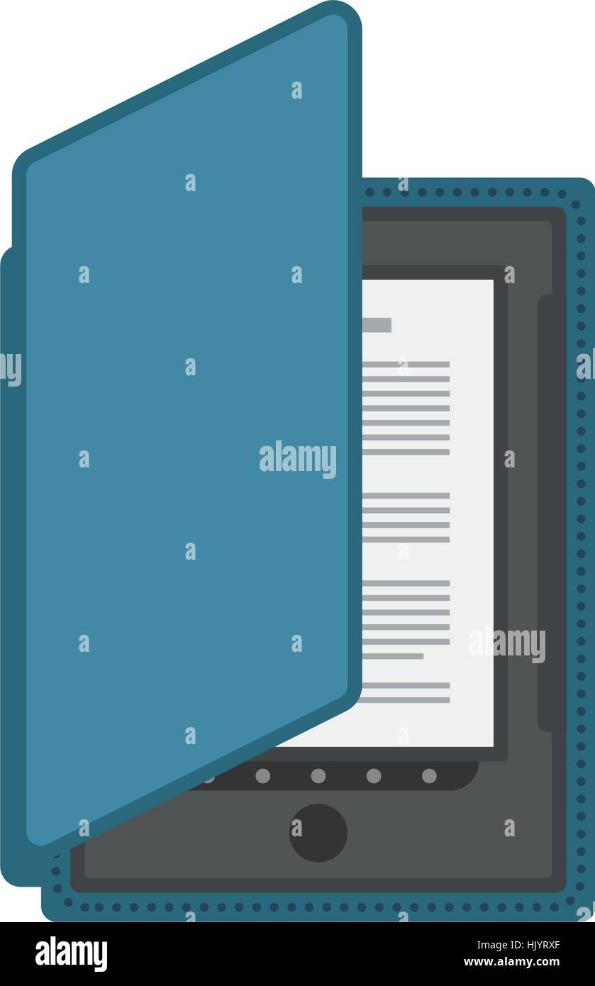 Elektronische mobile Buch mit Abdeckung isoliert Symbol. Stock Vektor