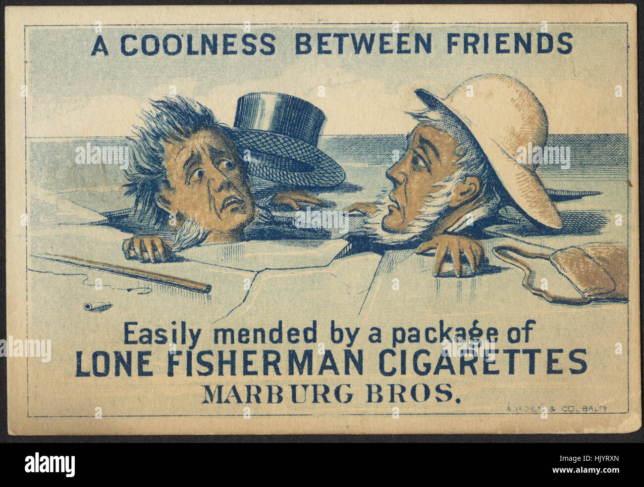 Eine kühle zwischen Freunden, die leicht durch ein Paket von Lone Fischer Zigaretten geflickt Stockfoto