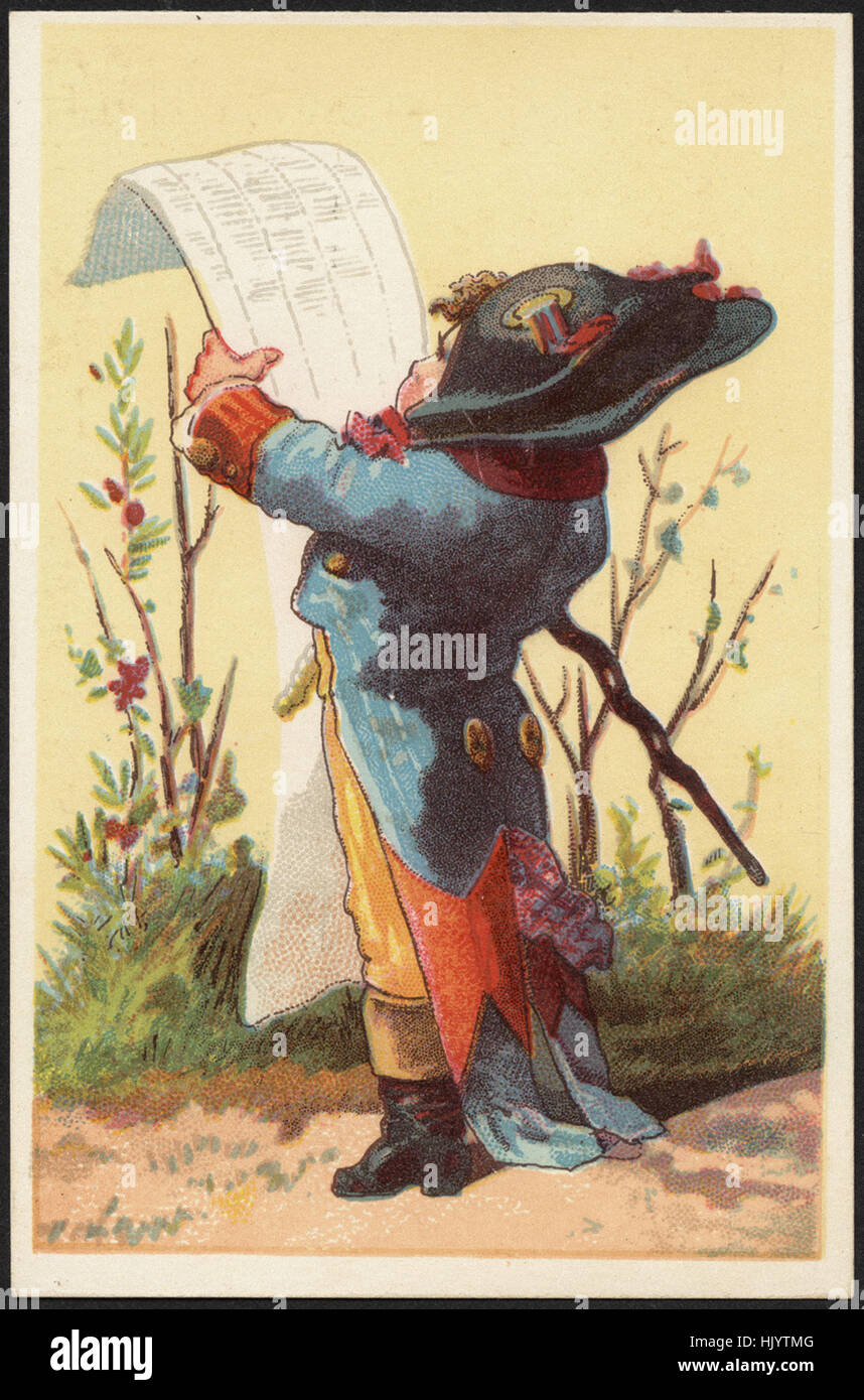 Junge im historischen Kostüm Readering eine Liste. Stockfoto