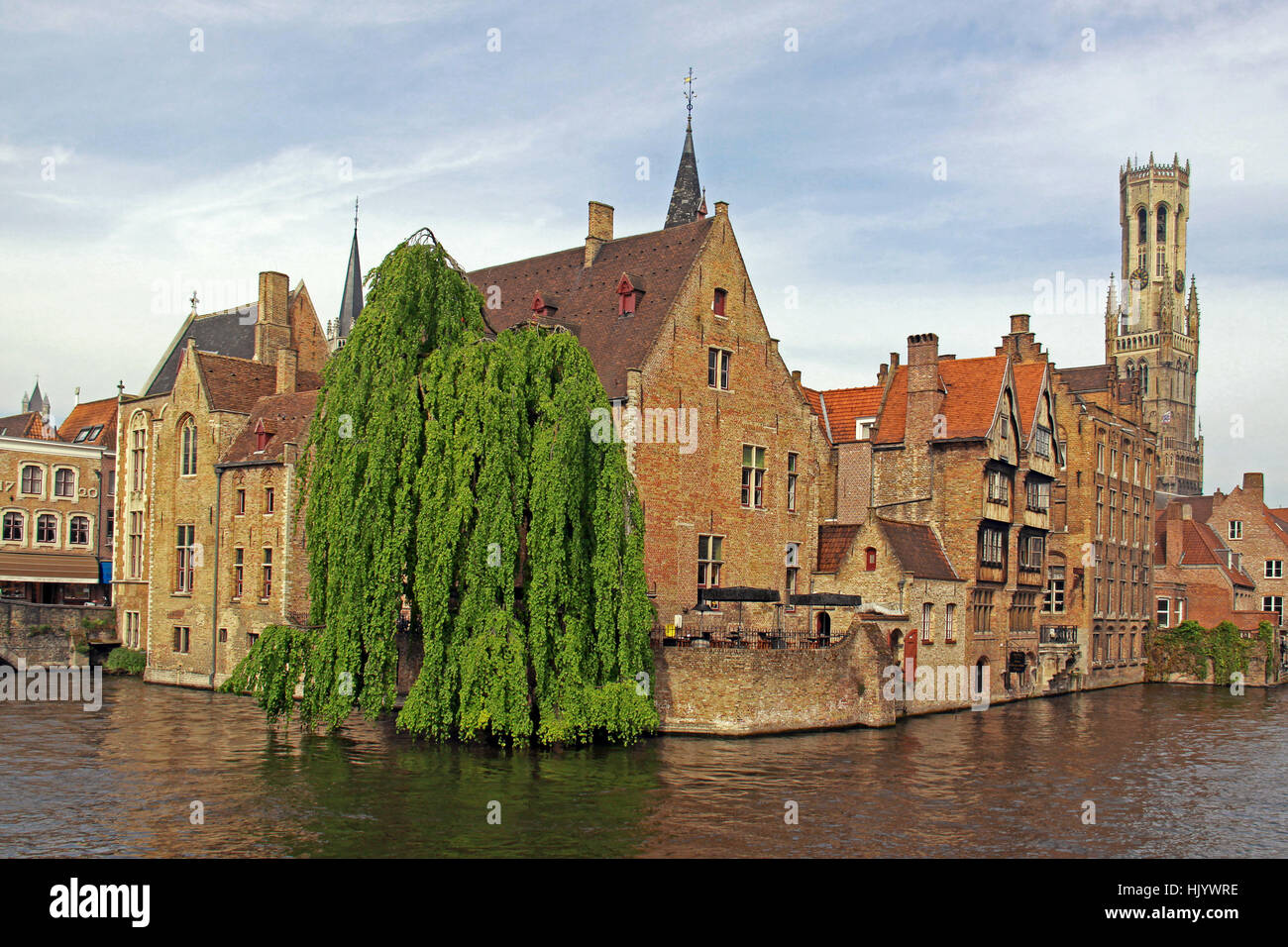 Altstadt, Flandern, Brügge, Turm, romantisch, Altstadt, Kanal, Belgien, Stockfoto