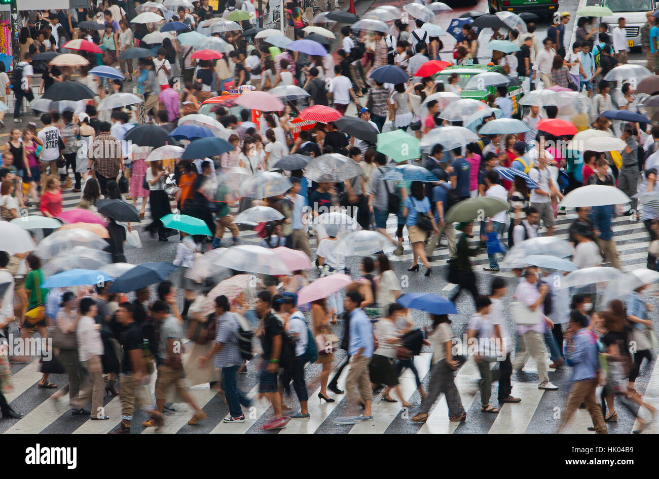 Masse, überfüllt, Rush Hour, Überbevölkerung, Zebrastreifen, Hachiko Square, Shibuya. Tokyo City, Japan, Asien Stockfoto