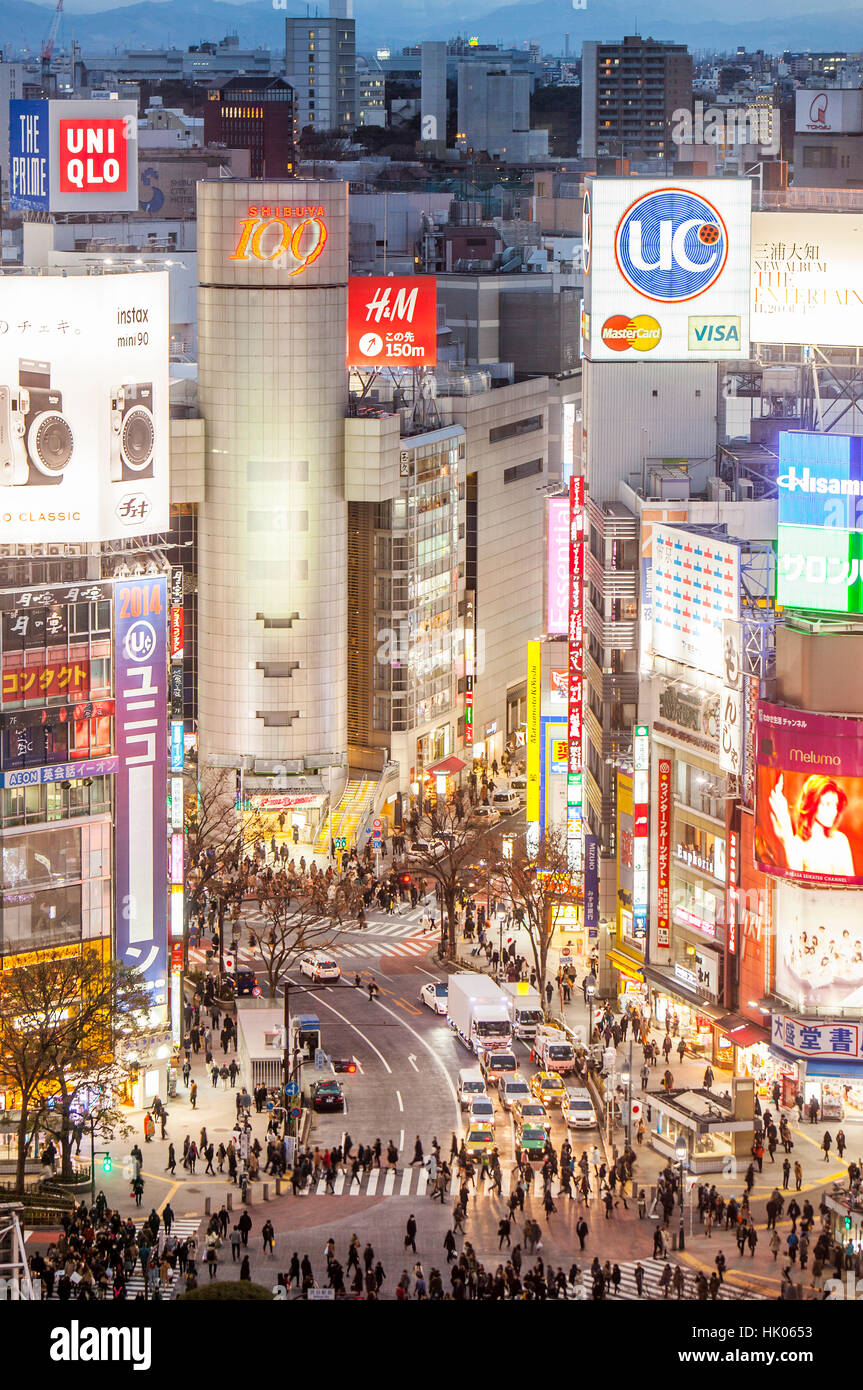Stadtbild, Shibuya. Jagt Kousaten Kreuzung in Hachiko Square. Tokyo City, Japan Stockfoto