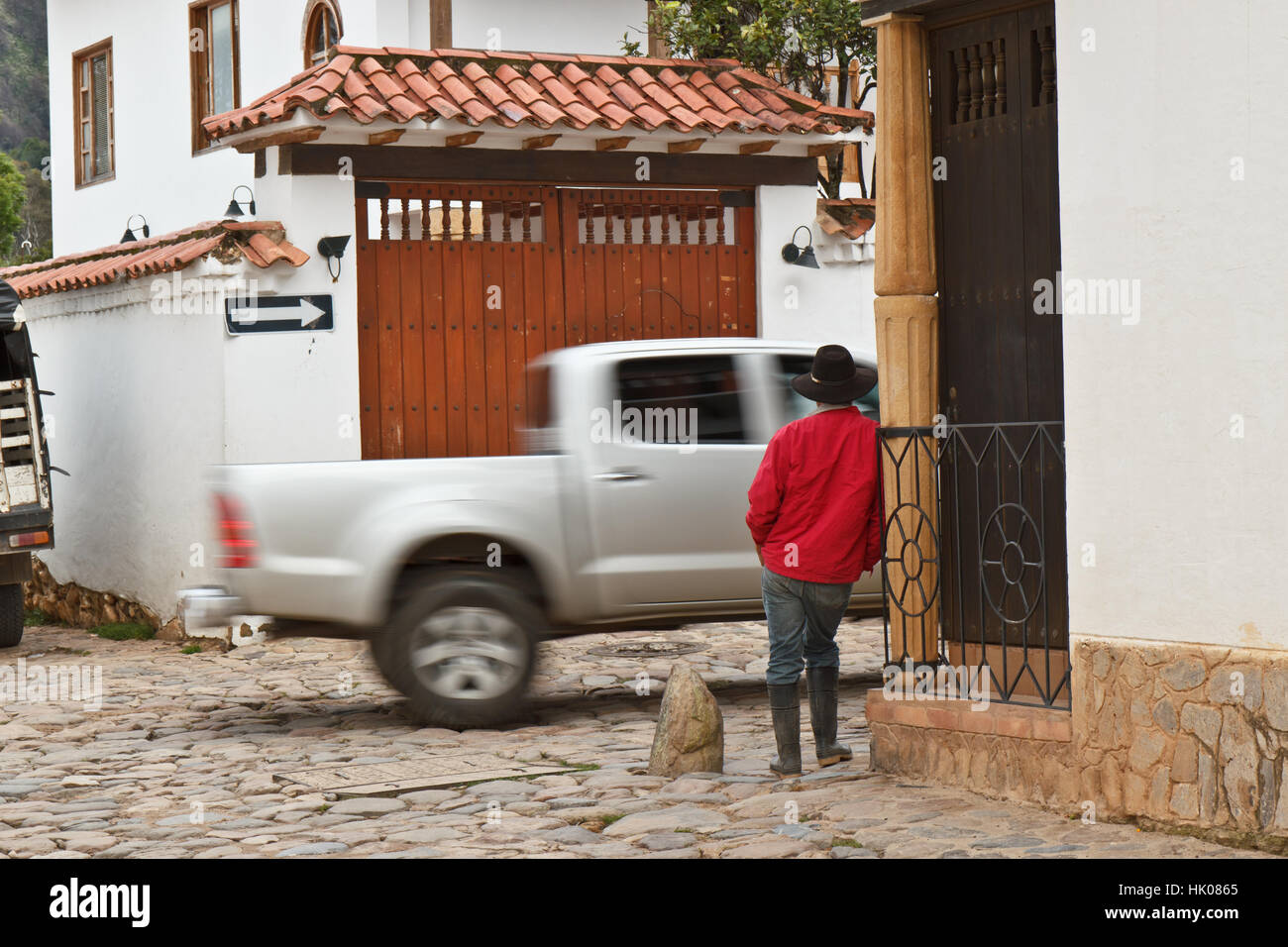 Mann in Villa de Leyva, Kolumbien Stockfoto