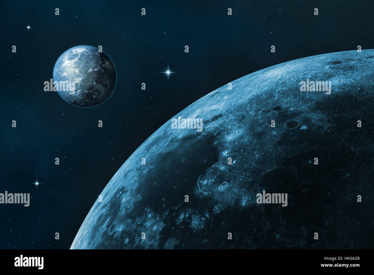 Das Sonnensystem, den Planeten Erde, Mond (unsere Galaxie, Platz)... Stockfoto