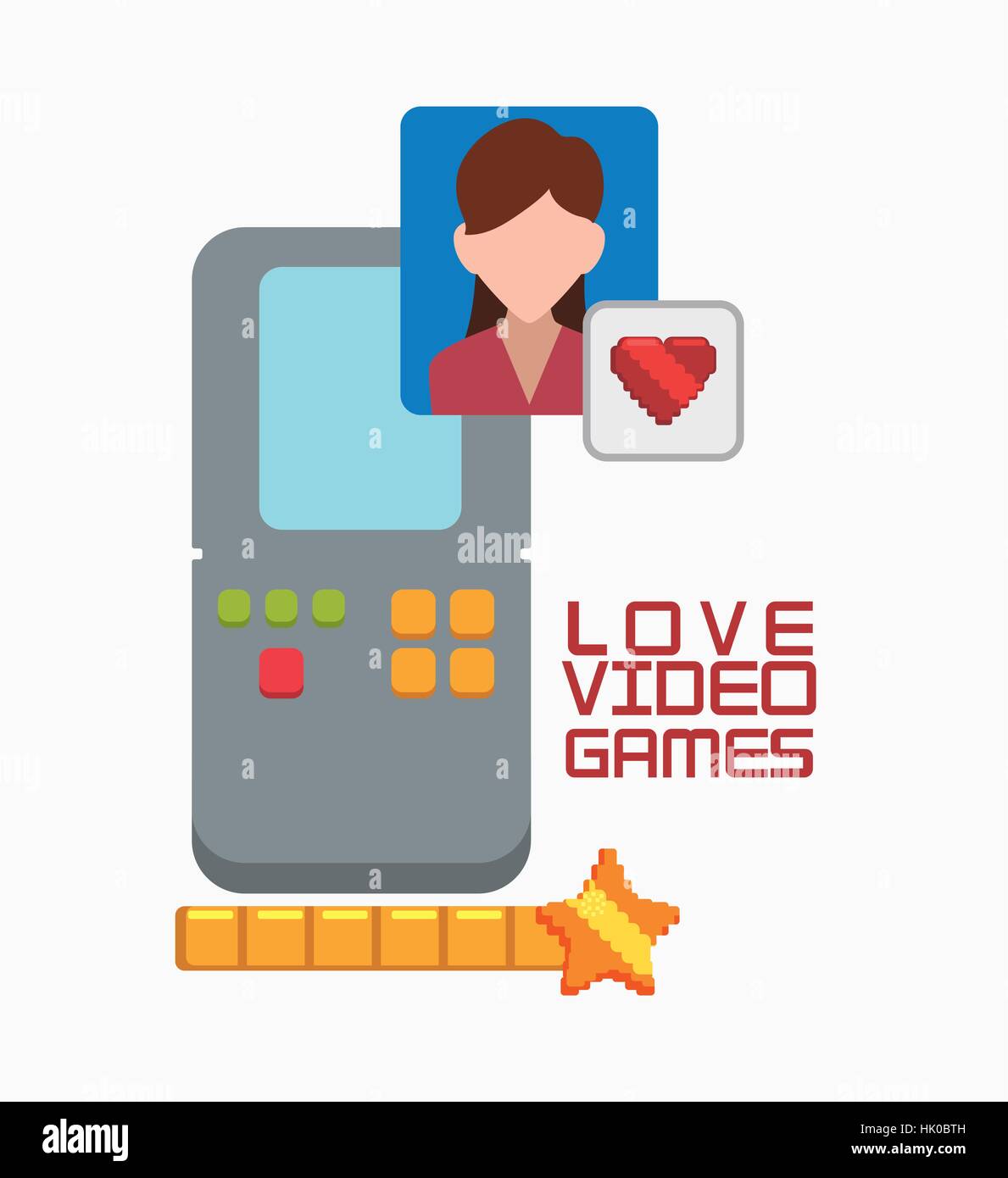 Liebe Videospiel-portable Mädchen-Charakter-Vektor-illustration Stock Vektor