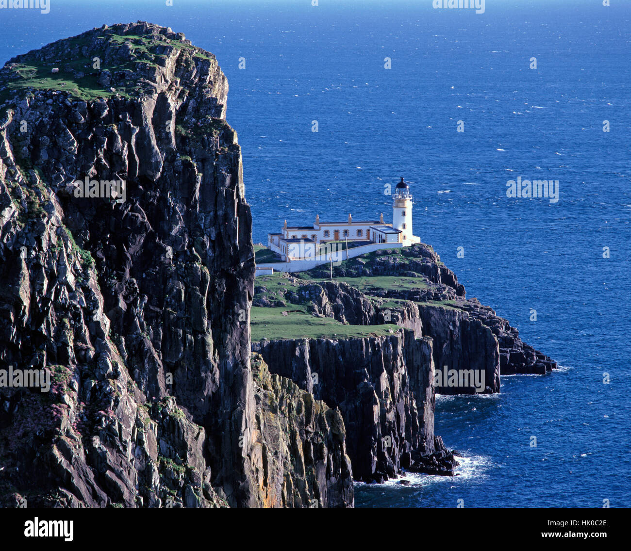 Landschaftlich Point Leuchtturm, Isle Of Skye, innere Hebriden, Schottland, UK Stockfoto