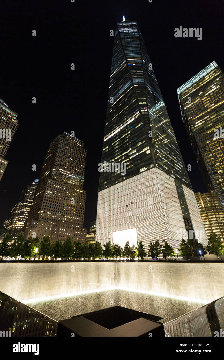 9/11 Memorial. World Trade Center. August 2016. New York City, Vereinigte Staaten von Amerika Stockfoto