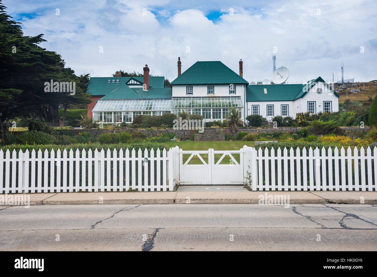 Sitz des Gouverneurs (Regierungsgebäude), Stanley, Hauptstadt der Falkland-Inseln, Südamerika Stockfoto
