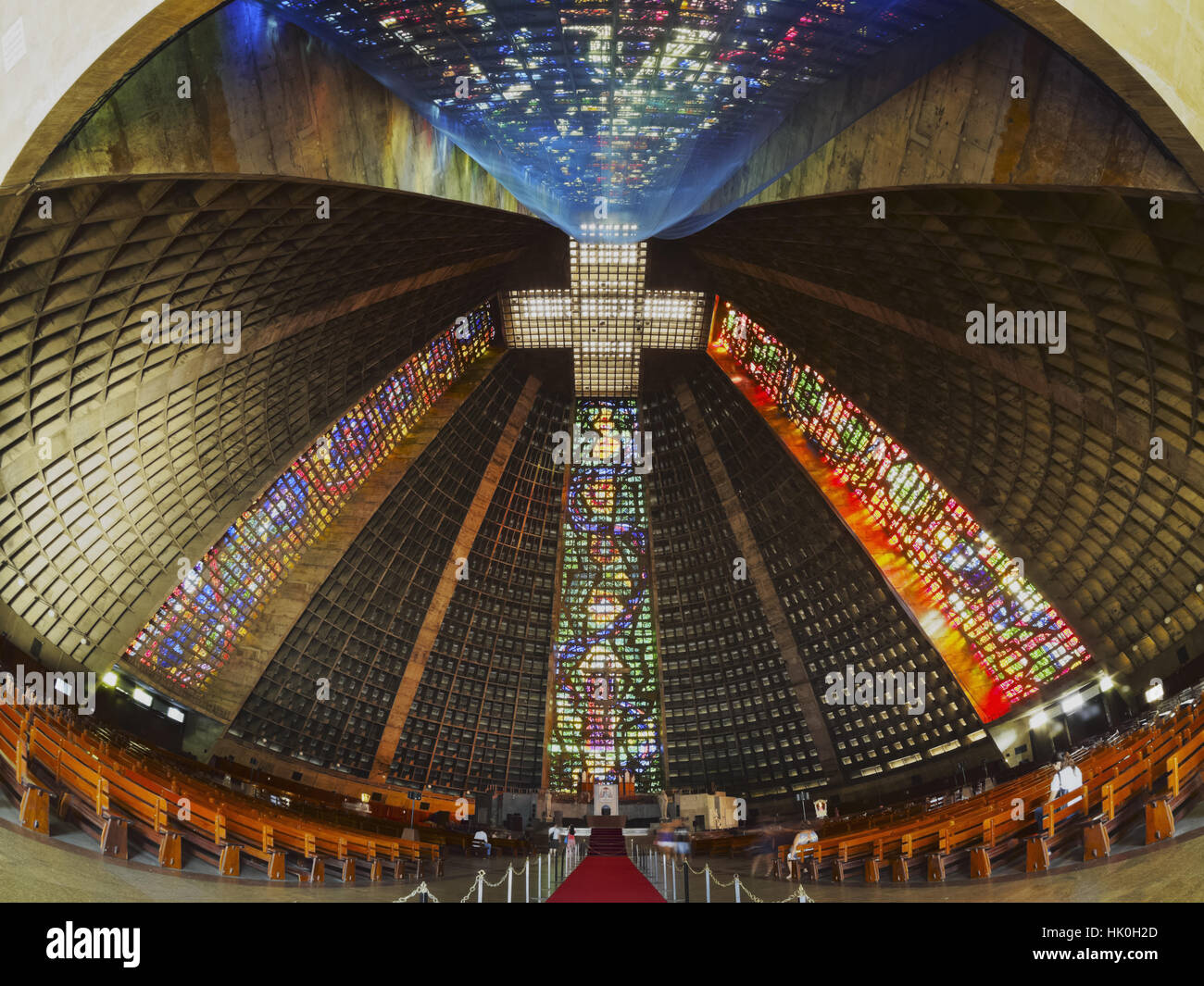 Innenansicht der Metropolitan Kathedrale des Heiligen Sebastian, Rio De Janeiro, Brasilien, Südamerika Stockfoto