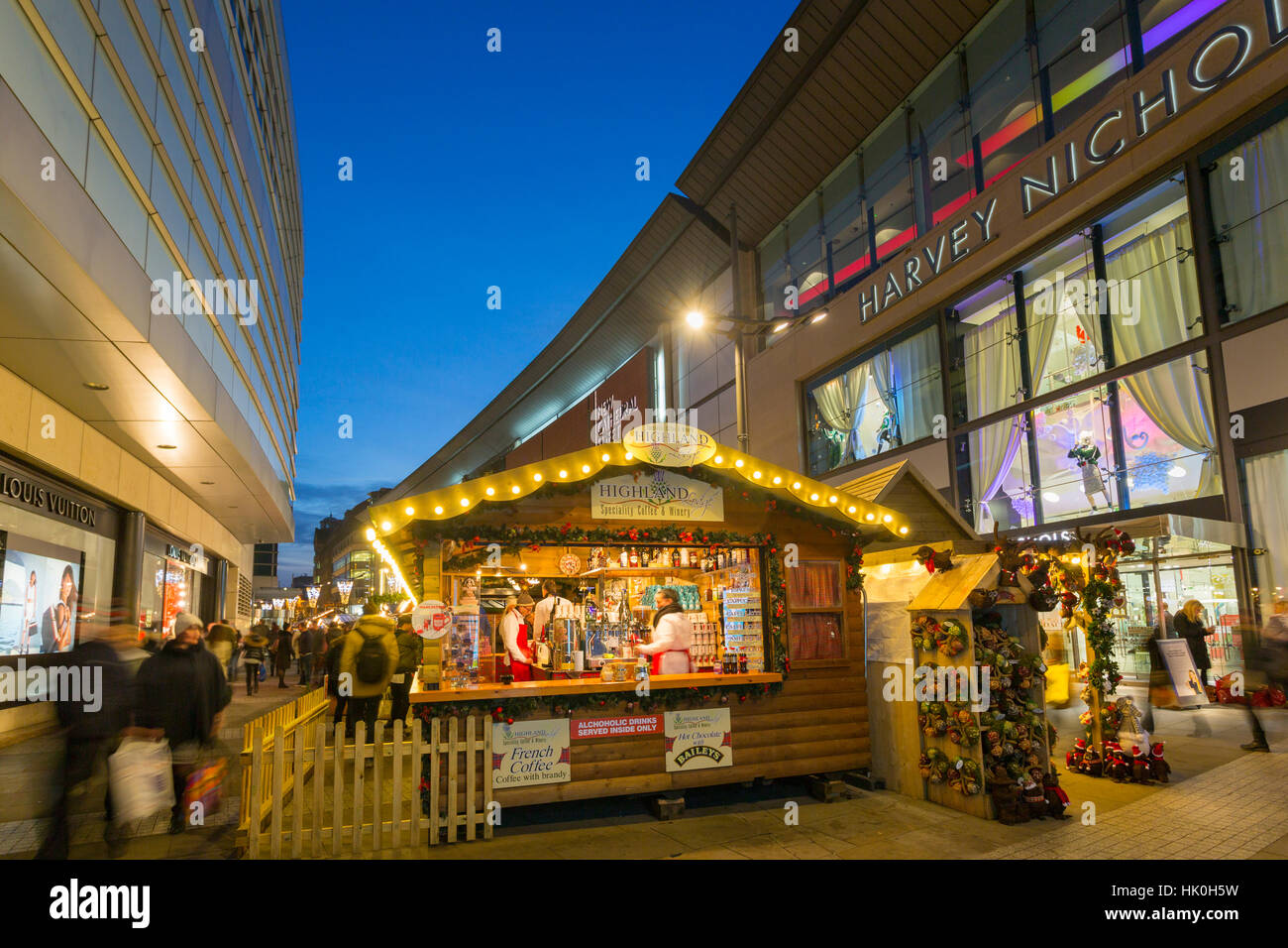 Weihnachtsmarkt am neuen Cathedral Street, Manchester, England, Vereinigtes Königreich Stockfoto