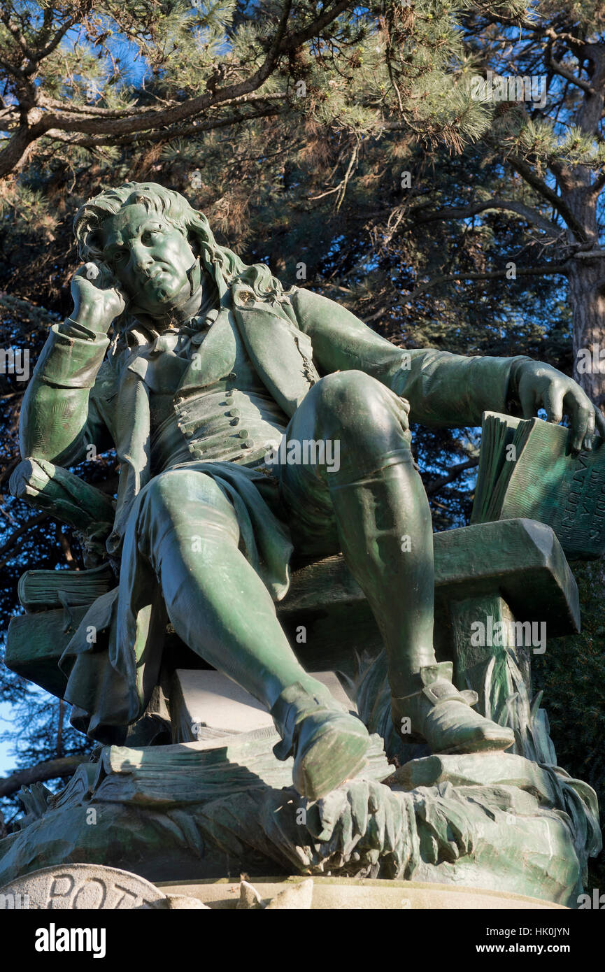 Frankreich, Paris, 5. Bezirk. Der Jardin des Plantes. Die Statue von Bernardin de Saint-Pierre (der Autor von Paul und Virginie und Garten Intendant 1792). Bildhauer: Louis Holweck (1909) Stockfoto