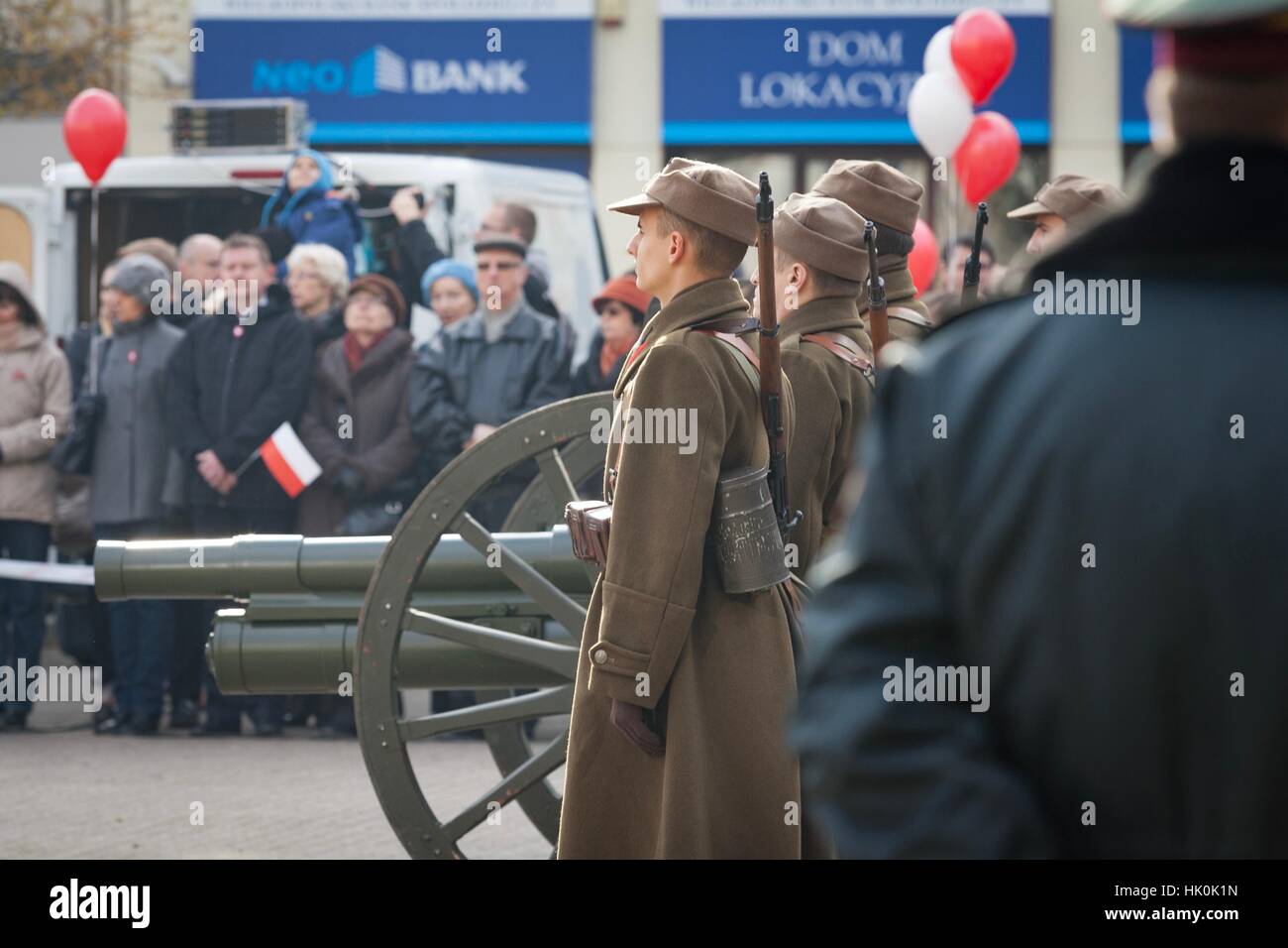 Posen, Polen - 11. November 2012 Independence Day, ein nationaler Feiertag in Polen. Gegründet 1937 und im Umbruch 1989 restauriert. Stockfoto