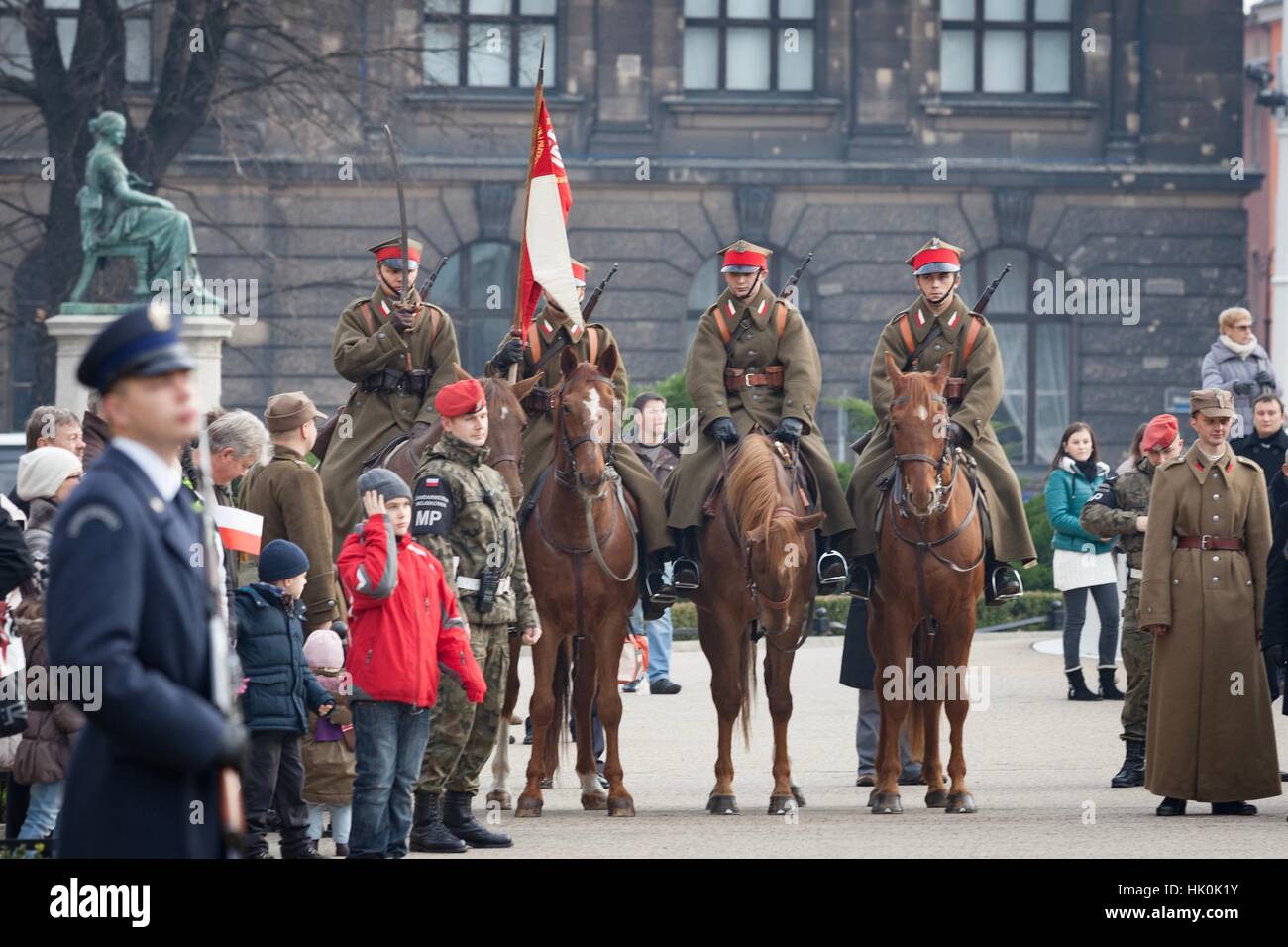 Posen, Polen - 11. November 2012 Independence Day, ein nationaler Feiertag in Polen. Gegründet 1937 und im Umbruch 1989 restauriert. Stockfoto